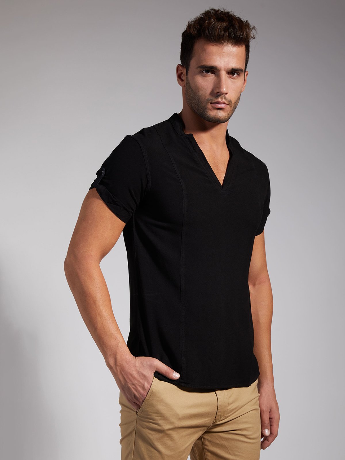 Men Half Placket Viscose Shirt / Kurta