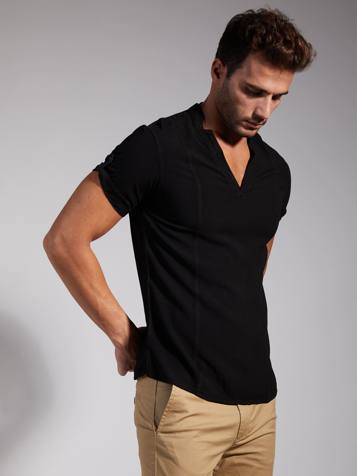 Men Half Placket Viscose Shirt / Kurta