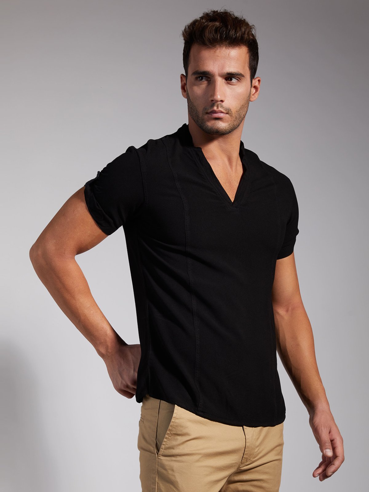 Men Half Placket Viscose Shirt / Kurta