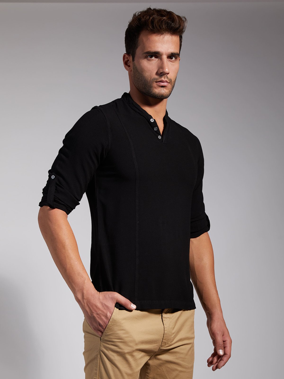 Men Half Placket Viscose Shirt / Kurta