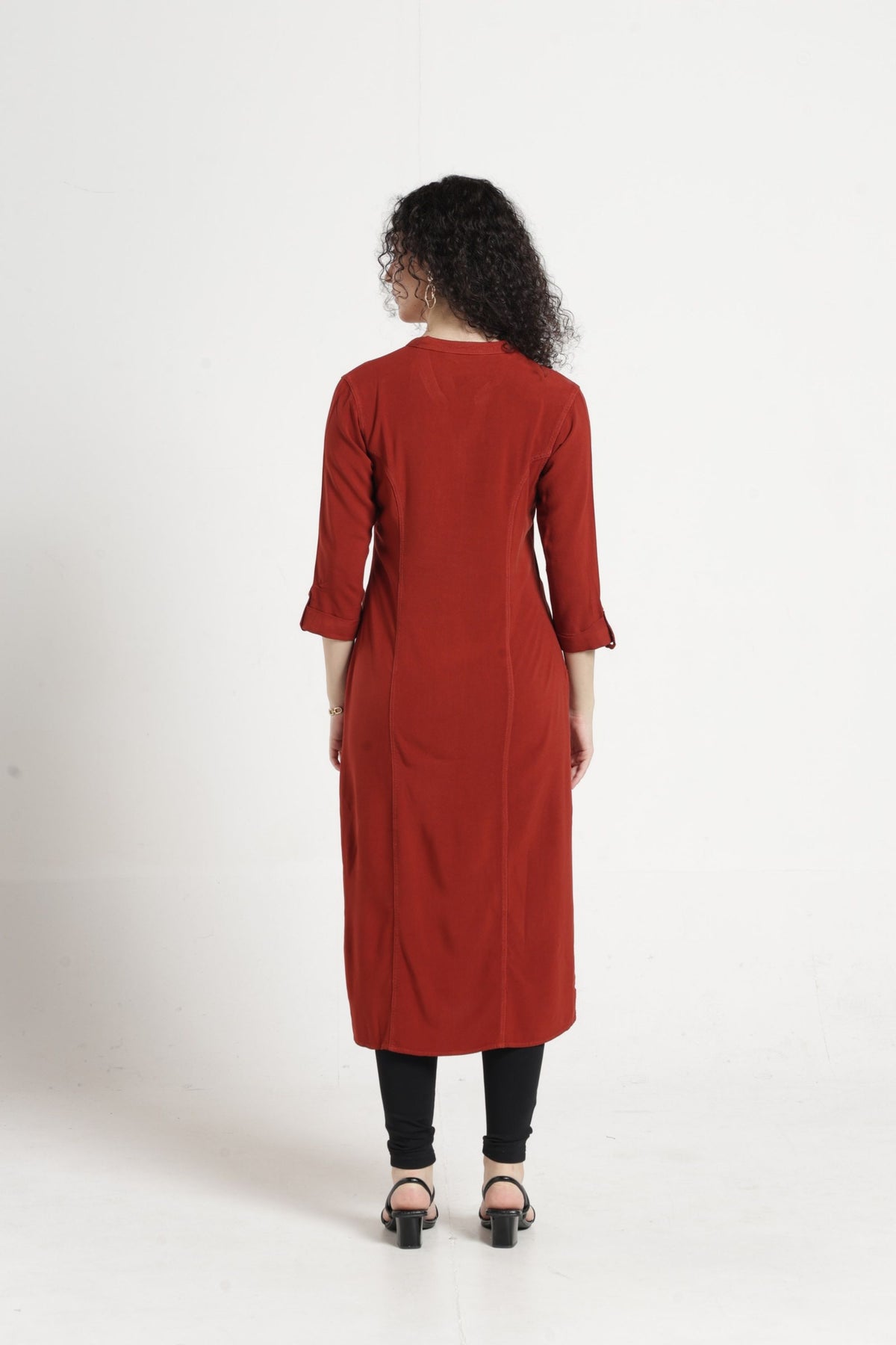 Women Solid Indo-Western Tunic - Light brown