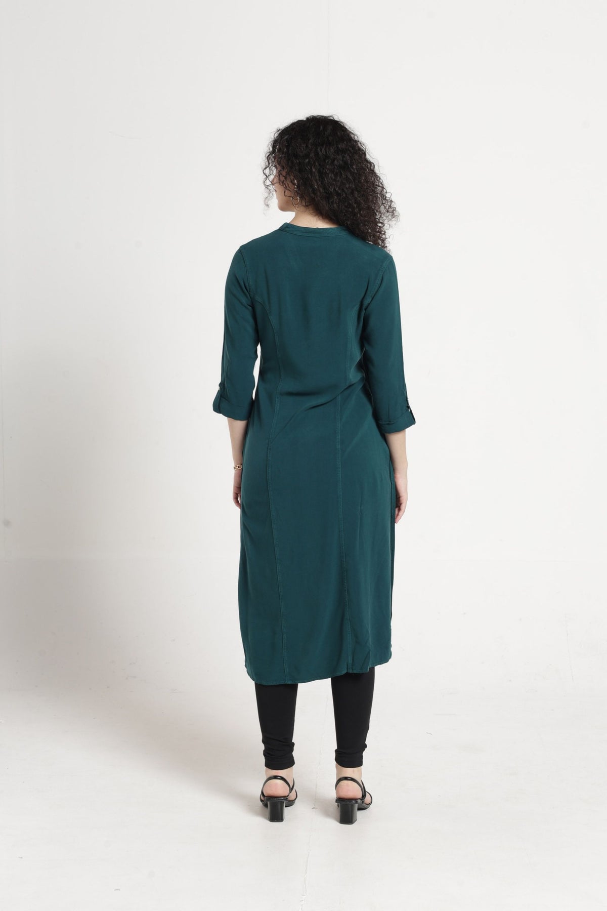 Women Solid Indo-Western Tunic - Jungle green