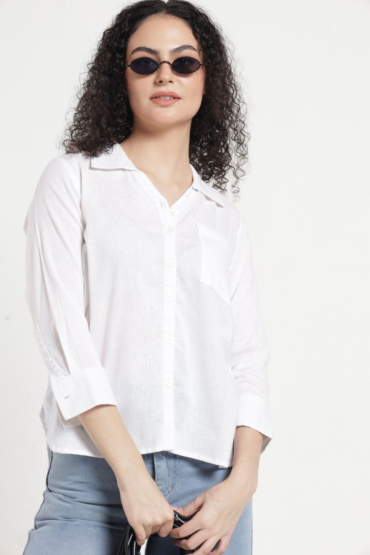 Women Solid Casual Shirt - White