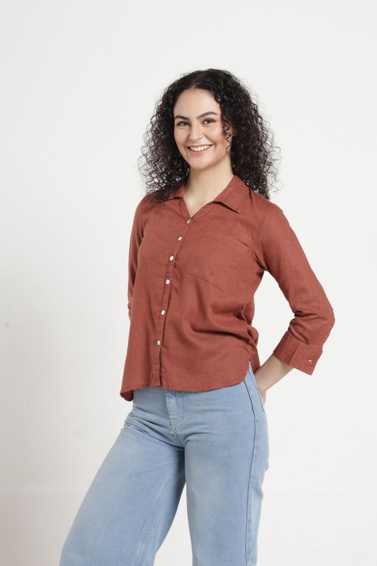Women Solid Casual Shirt - Onion