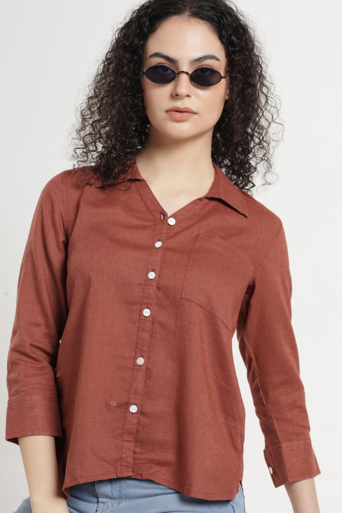Women Solid Casual Shirt - Onion