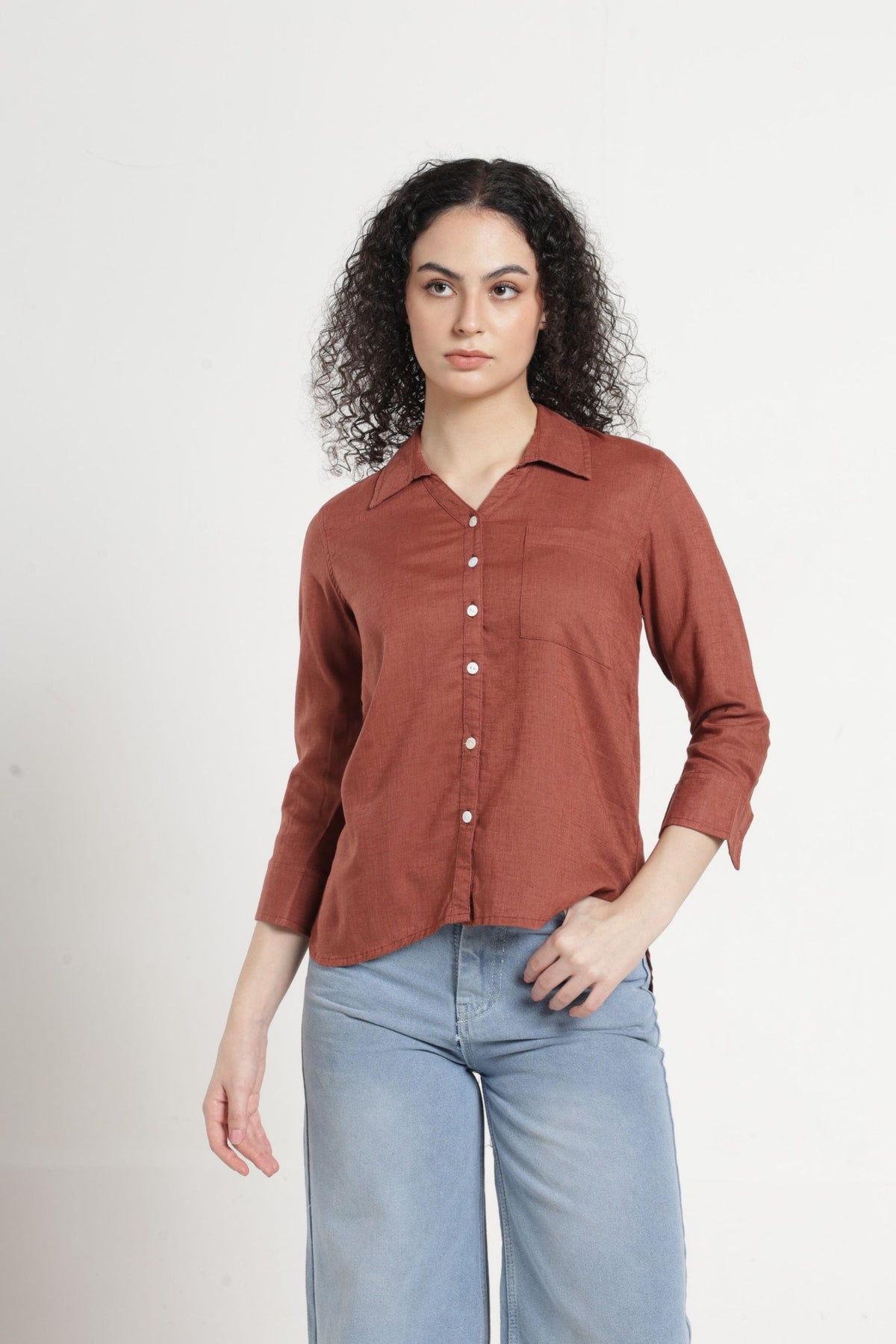 Women Solid Casual Shirt - Onion