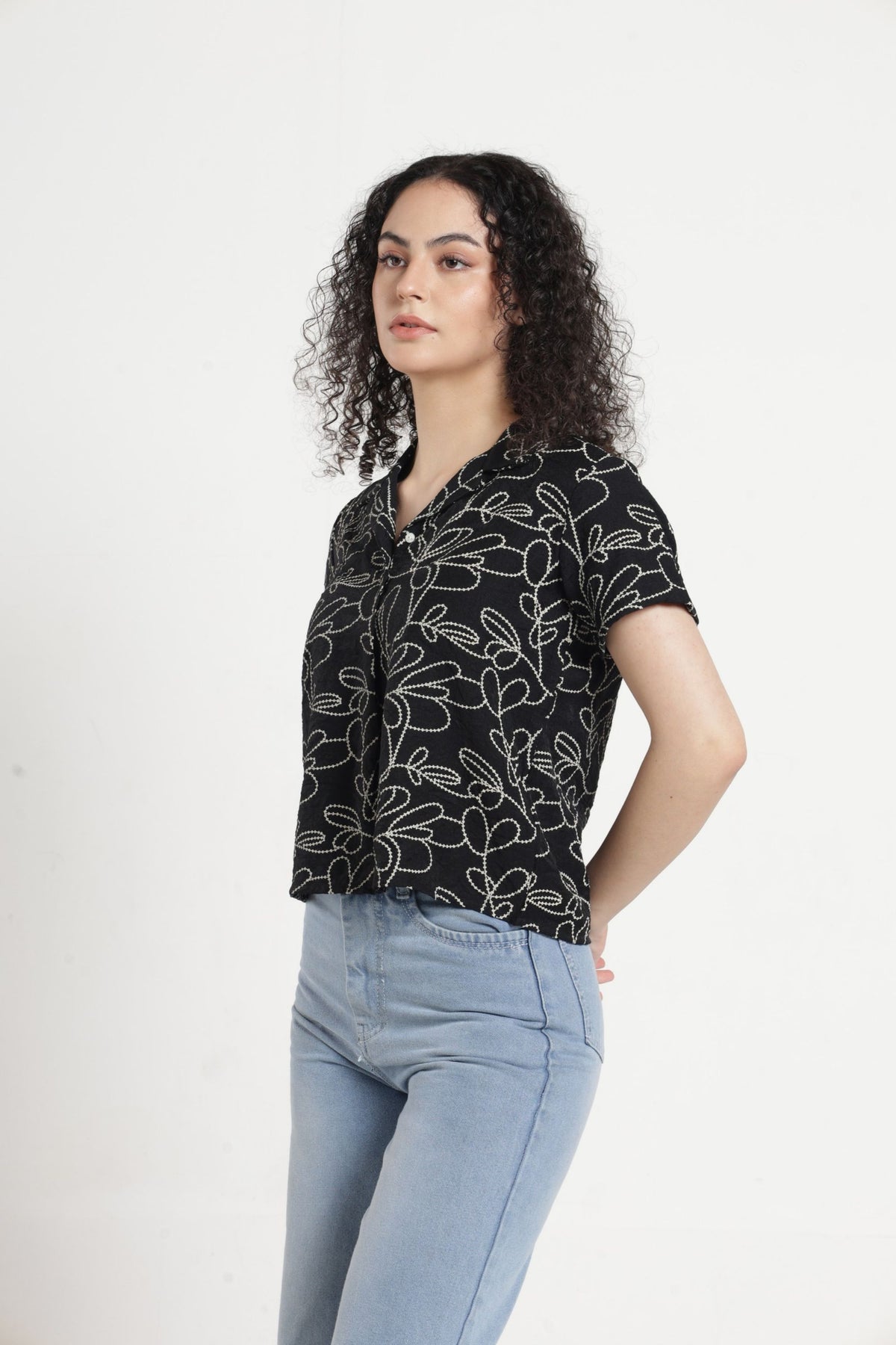Women Casual Printed Top - Black