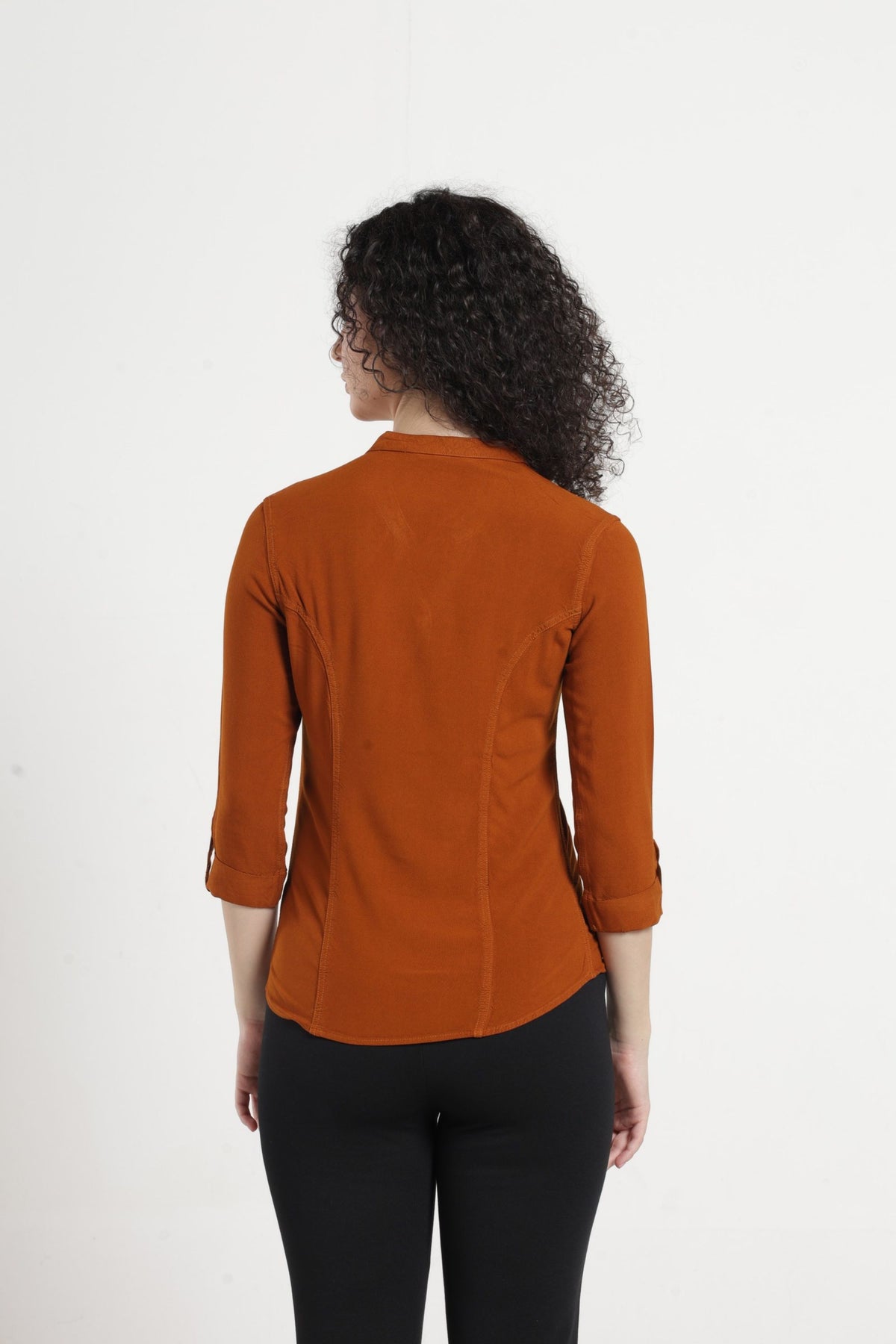 Women Solid Indo-Western Casual Shirt - Chocolate