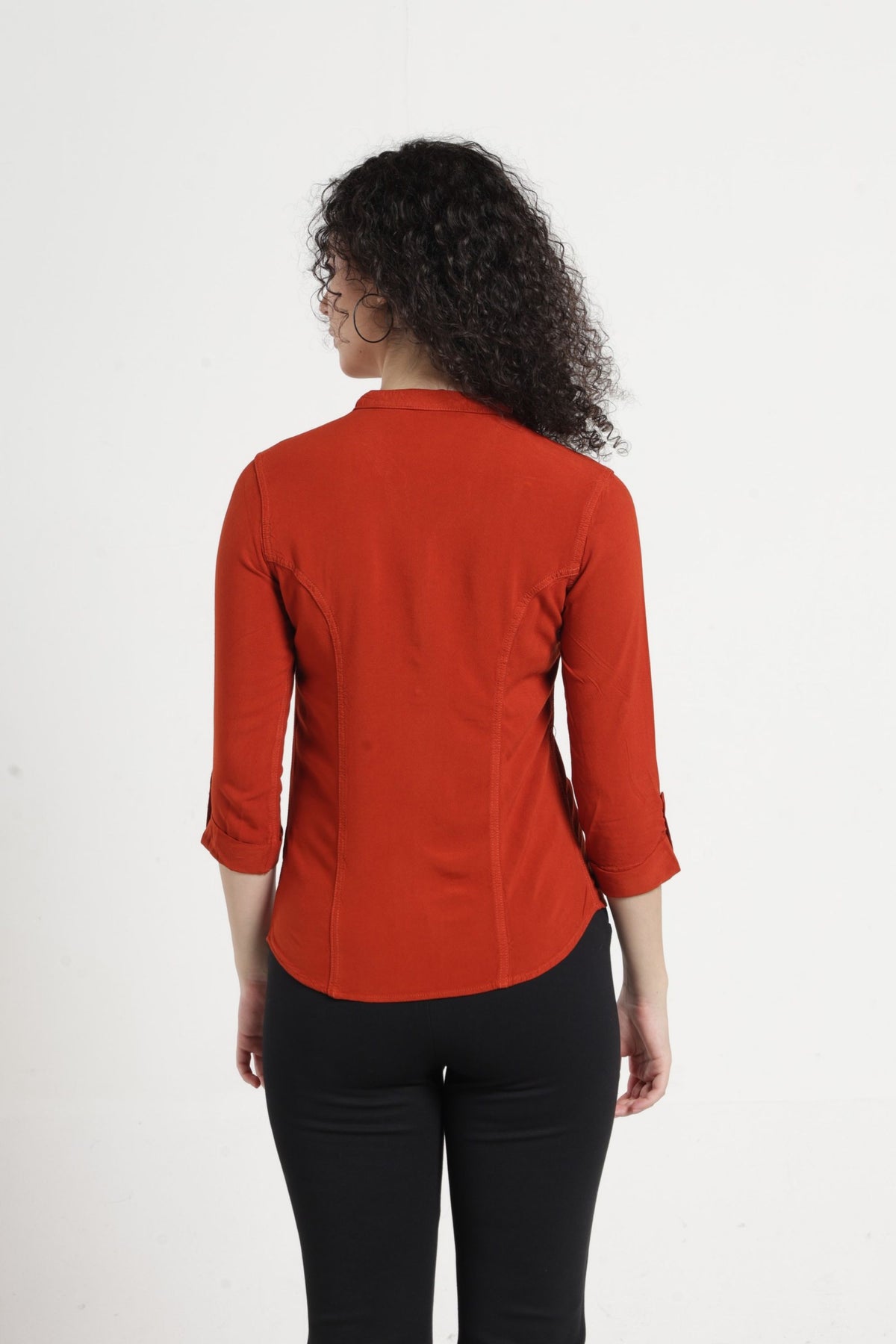 Women Solid Indo-Western Casual Shirt - Mineral red