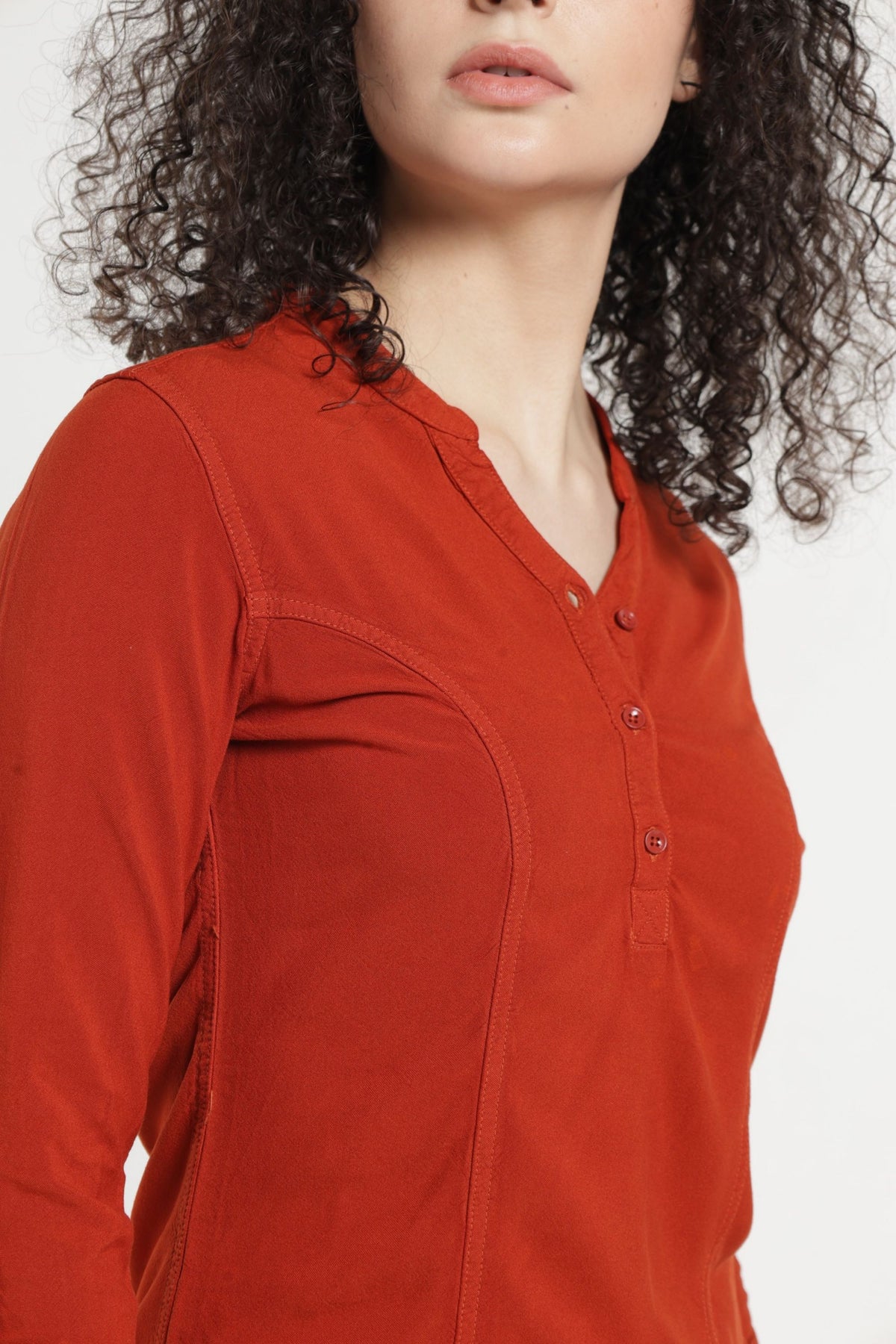 Women Solid Indo-Western Casual Shirt - Mineral red