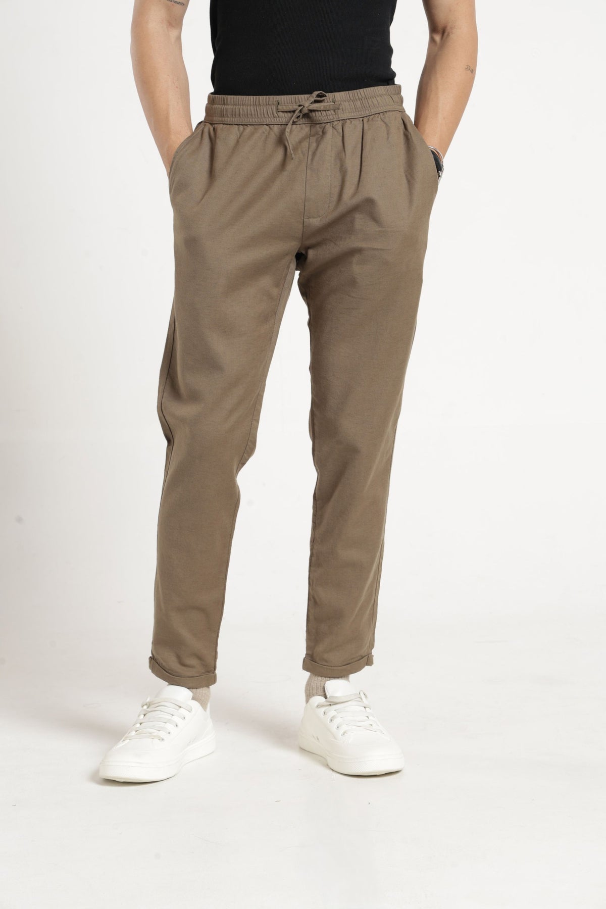 Non Denim Solid Jogger In Olive