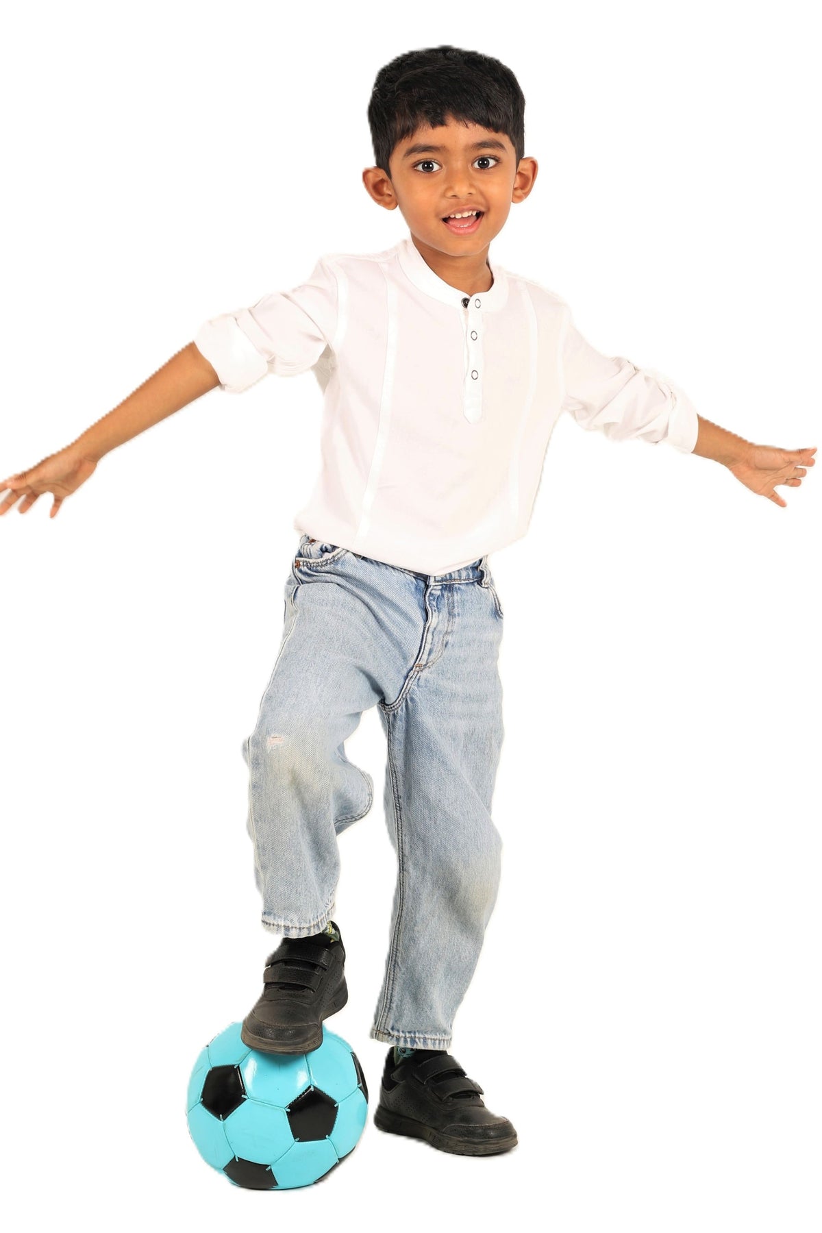 IDENTITI Boys Slim Fit Mandarin Collar Solid Shirt In White.