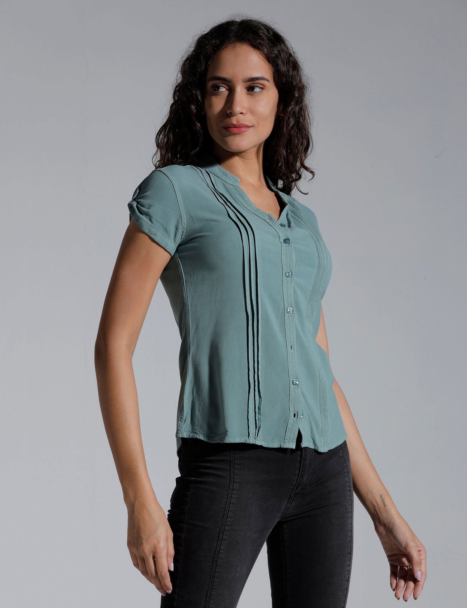 Women Solid Viscose Regular Fit Casual Shirt