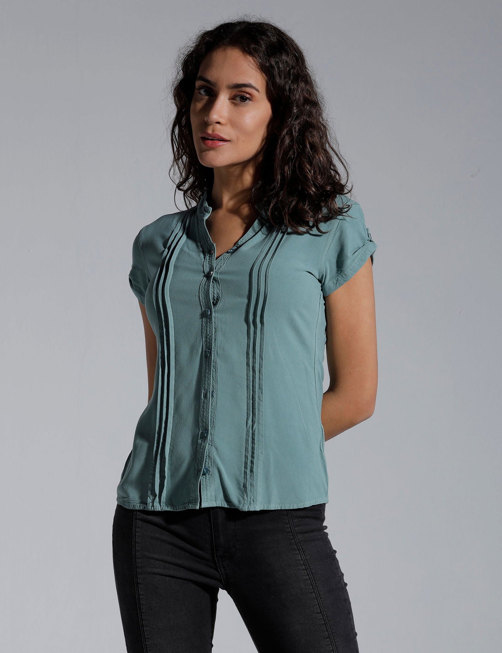 Women Solid Viscose Regular Fit Casual Shirt