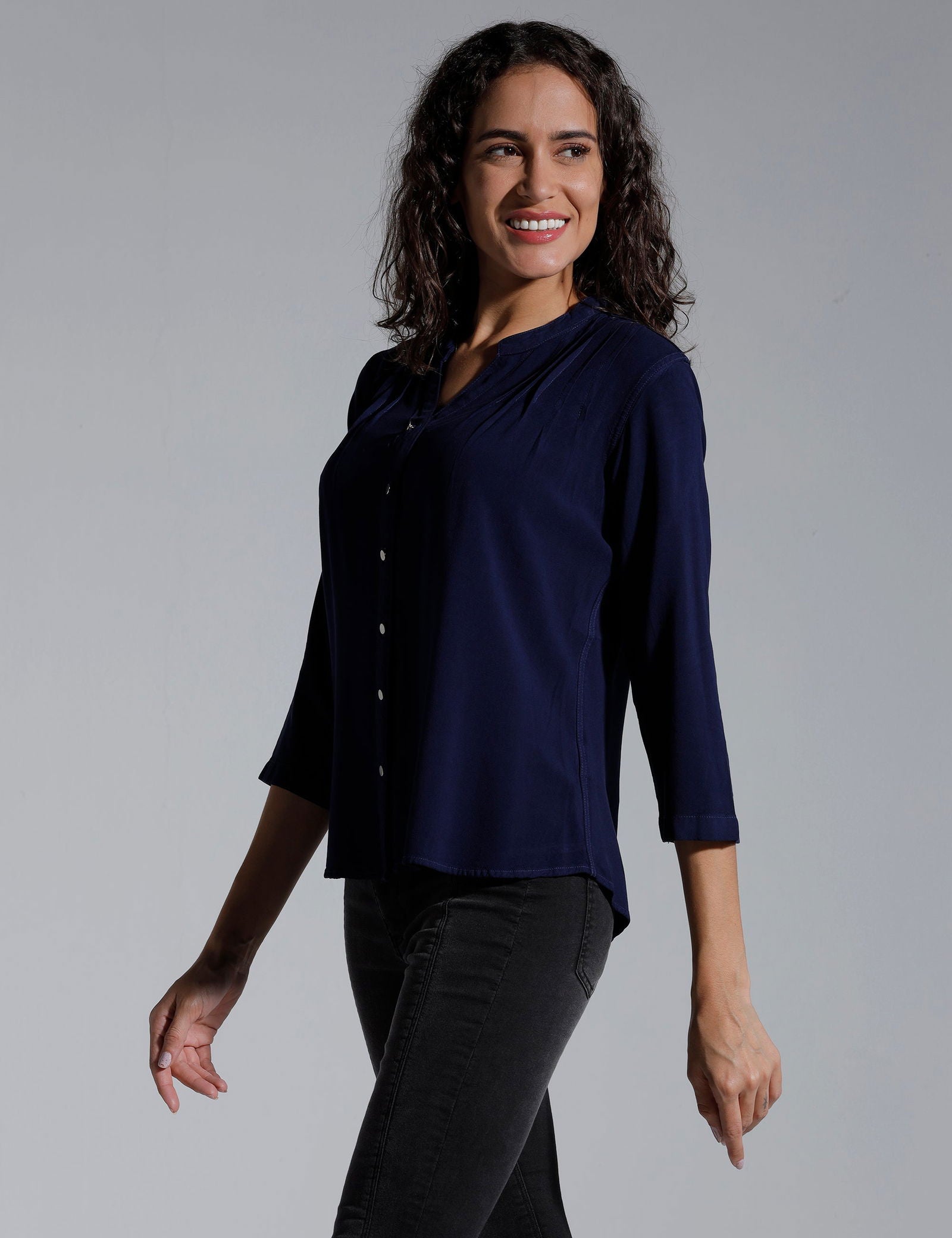 Women Solid Viscose Regular Fit Casual Shirt