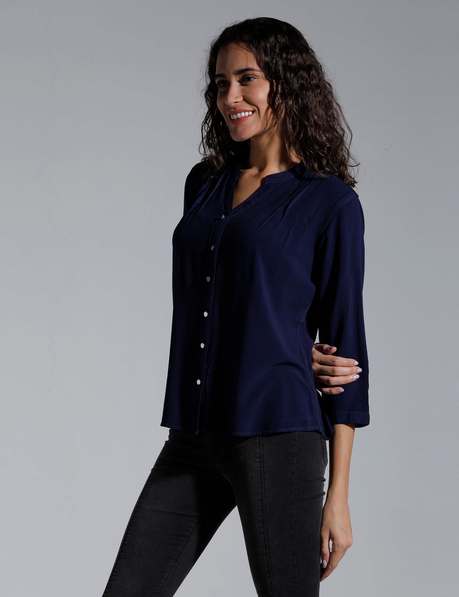 Women Solid Viscose Regular Fit Casual Shirt