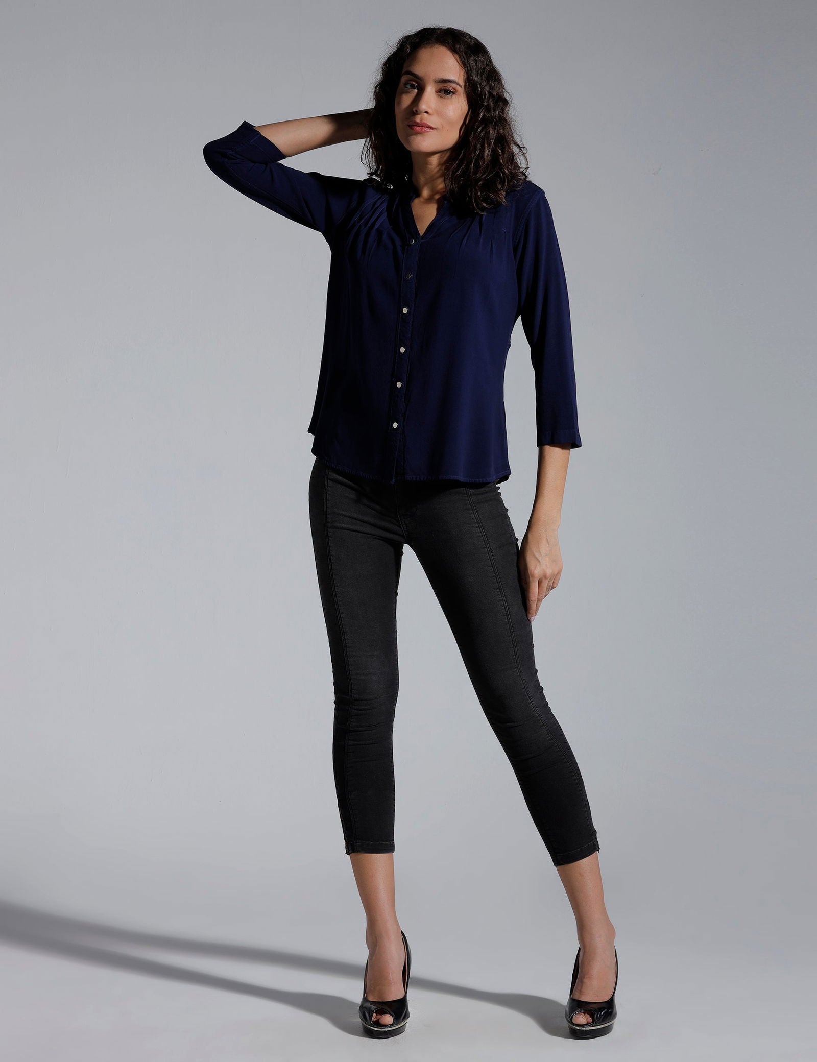 Women Solid Viscose Regular Fit Casual Shirt