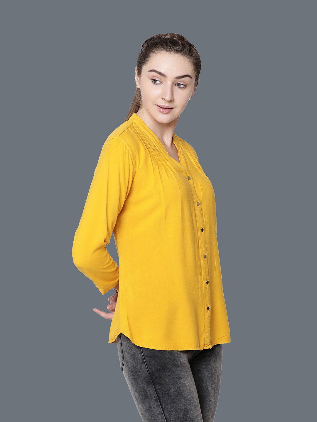 Women Solid Viscose Regular Fit Casual Shirt