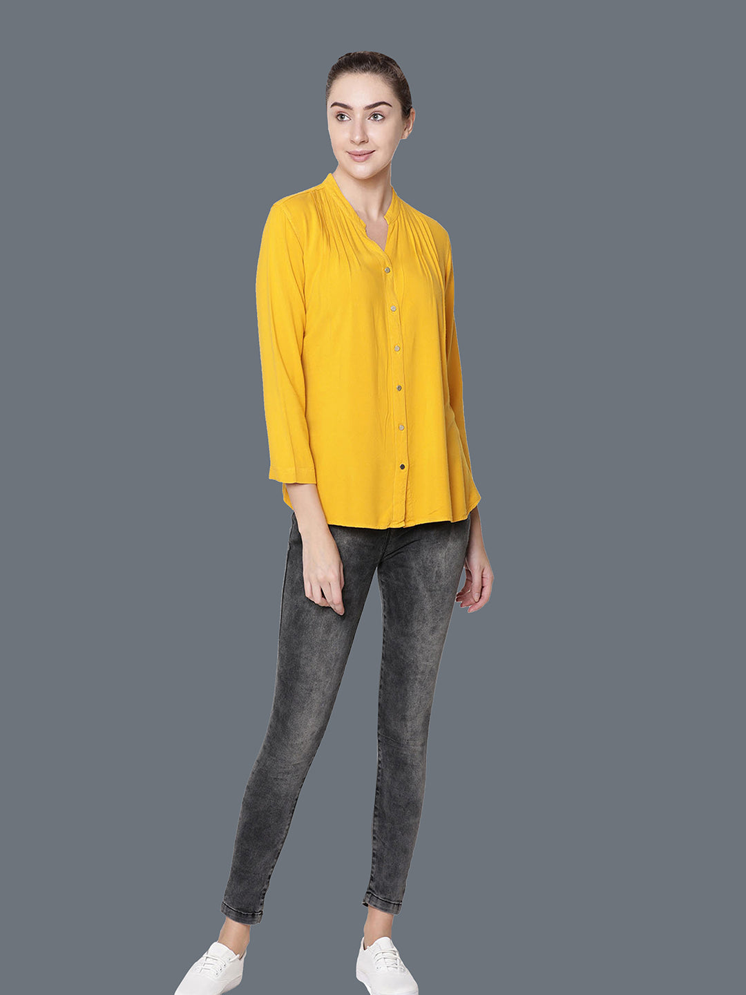 Women Solid Viscose Regular Fit Casual Shirt