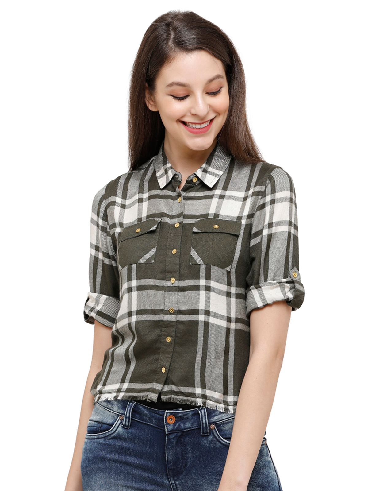 Identiti Women Checkered Slim Fit Casual Shirt
