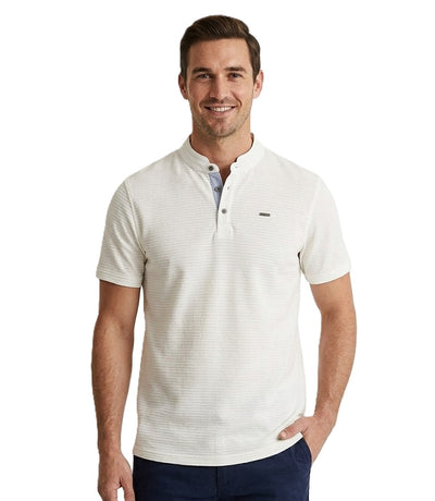 IDENTITI Men Slim Fit Mandarin Neck Solid T-Shirt In White.