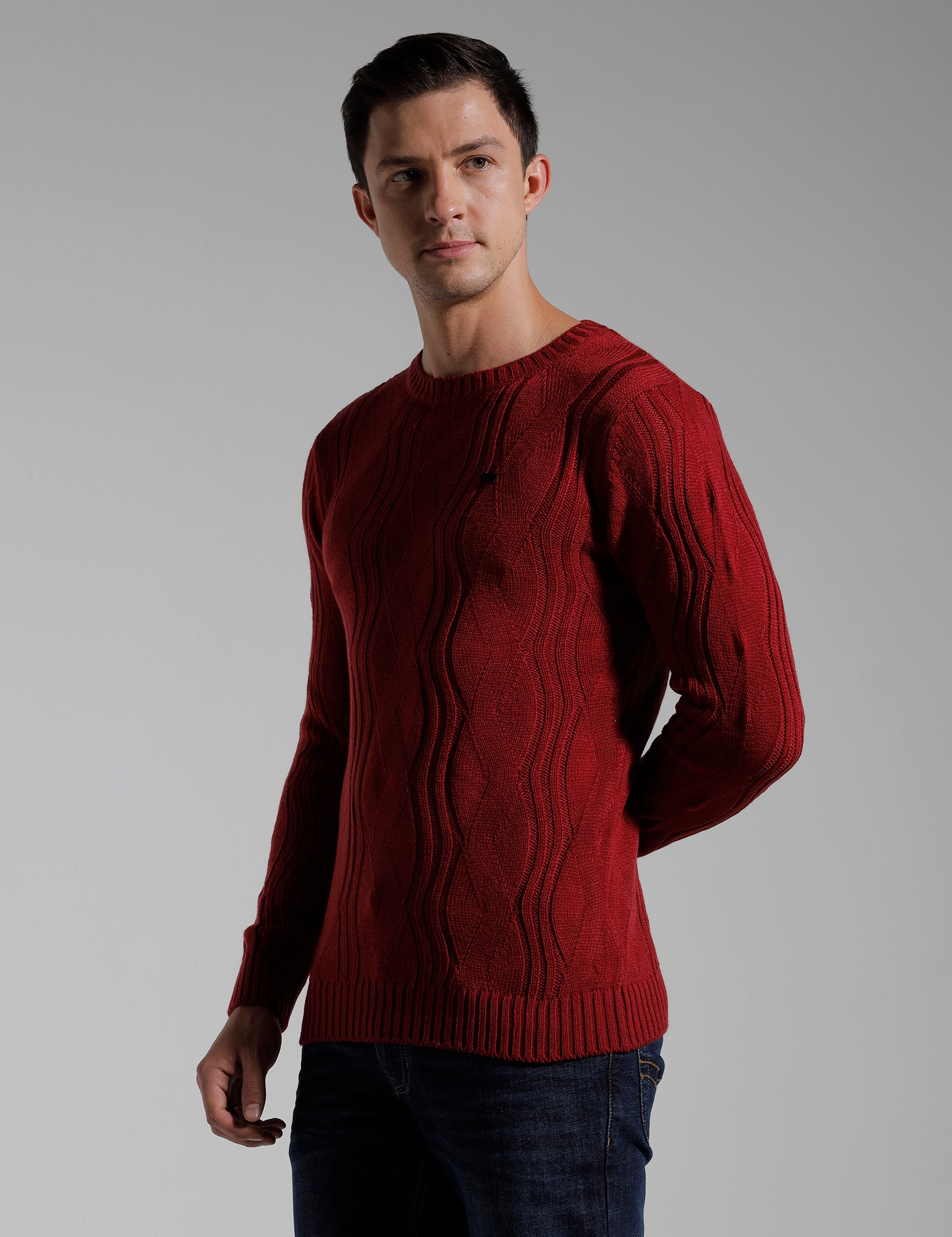 Identiti Full Sleeve Solid Slim Fit Cotton Casual Sweater Pull Over