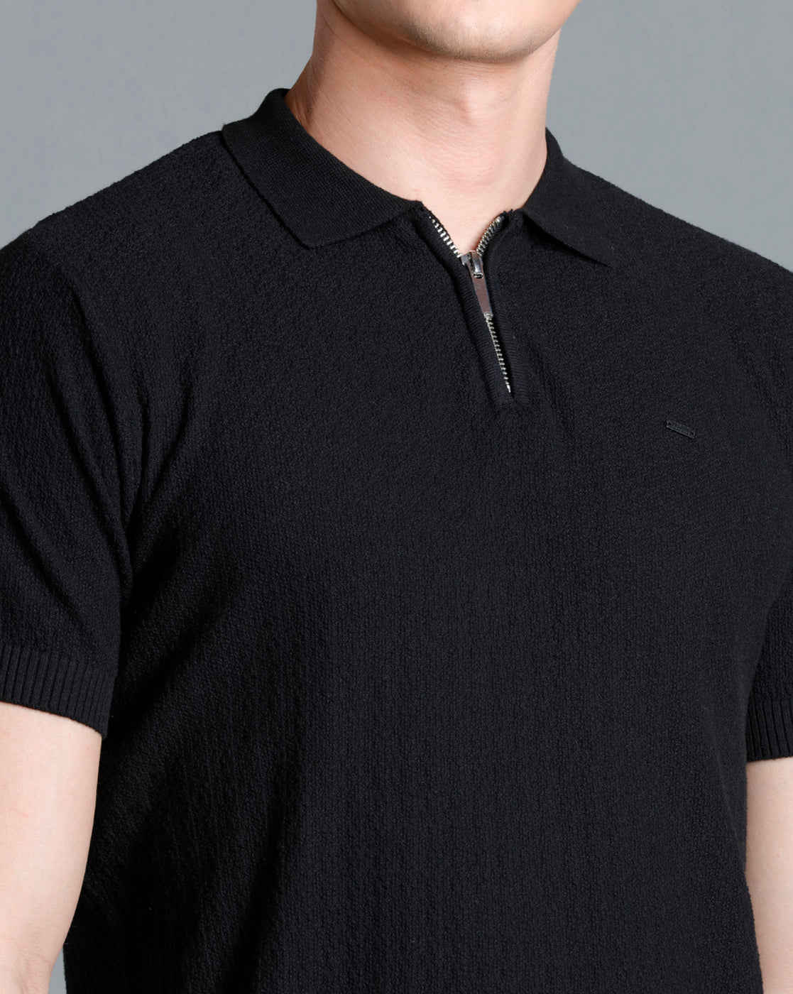 Identiti Black Half Sleeve Solid Slim Fit Cotton Casual Polo T-Shirt For Men