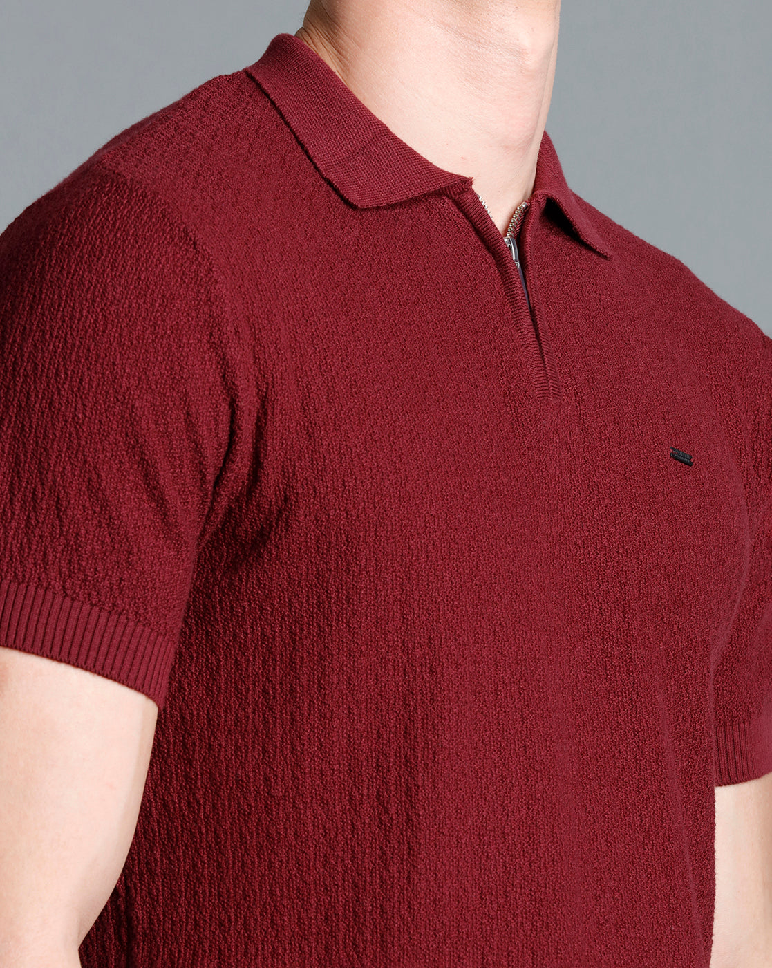 Identiti Maroon Half Sleeve Solid Slim Fit Cotton Casual Polo T-Shirt For Men