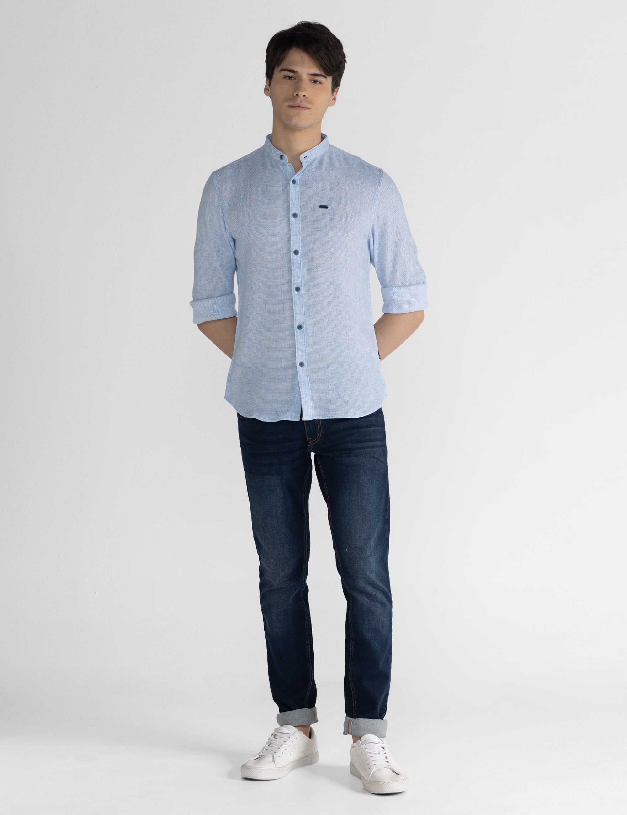 Identiti Men Mandarin Collar Shirt