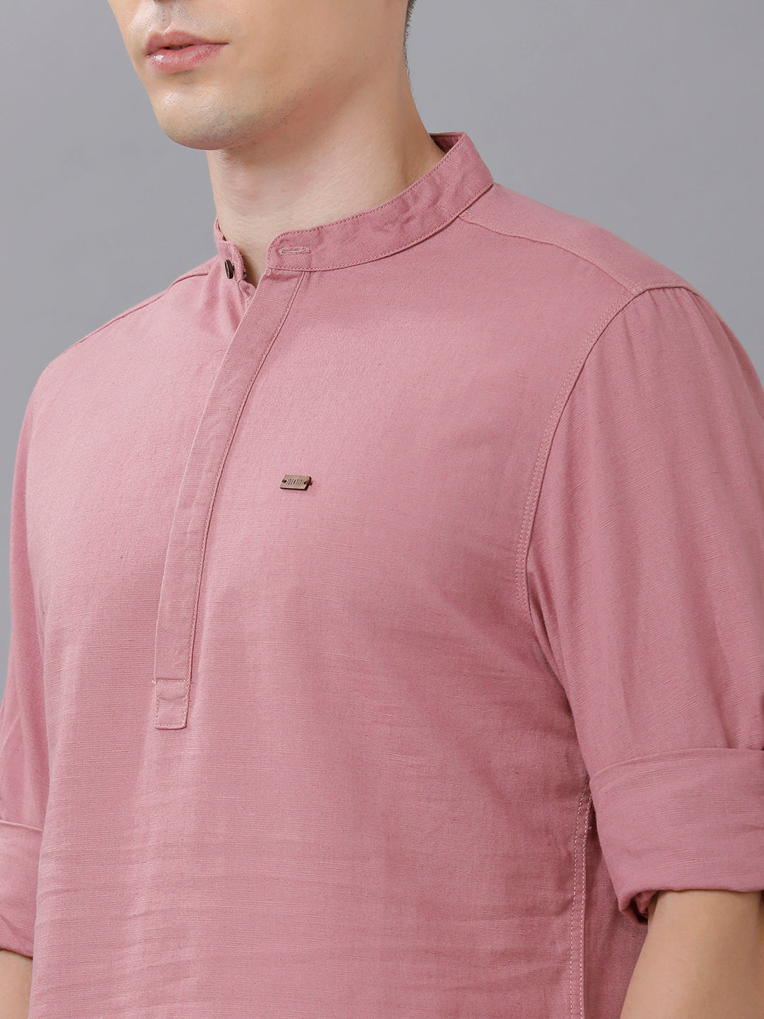 Identiti  Men Mandarin Collar Solid Shirt/Kurta