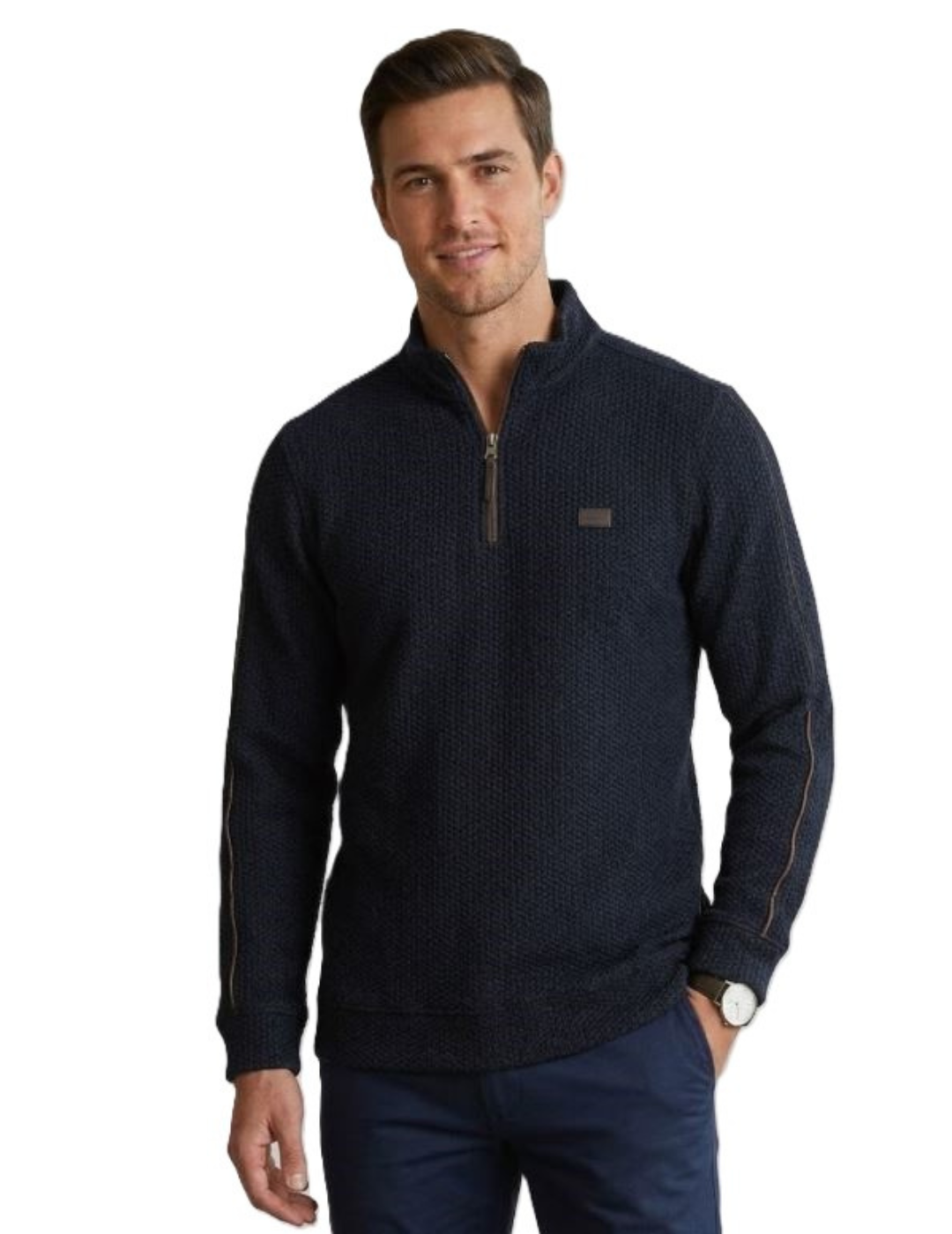 IDENTITI Men Slim Fit High Neck Solid T-Shirt In Black.