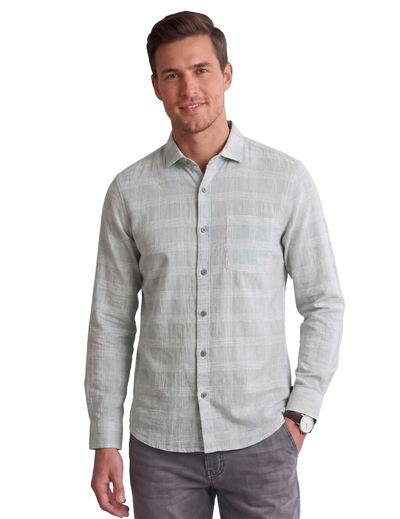 IDENTITI Men Slim Fit Cutaway Collar Checks Shirt In Mint.