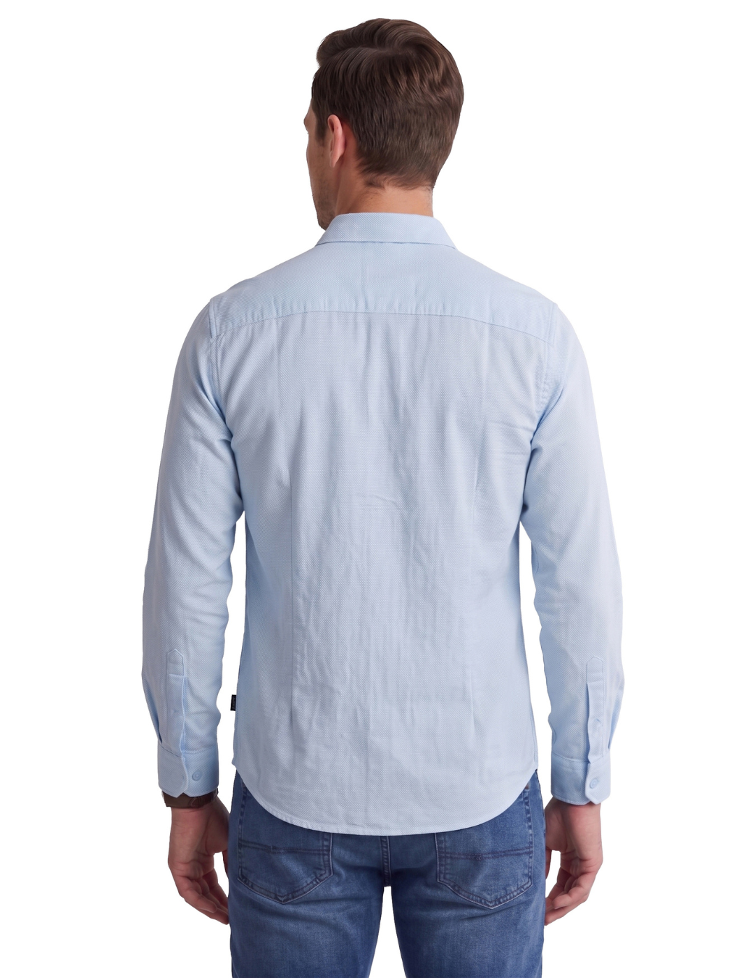 IDENTITI Men Slim Fit Cutaway Collar Solid Shirt In Blue .