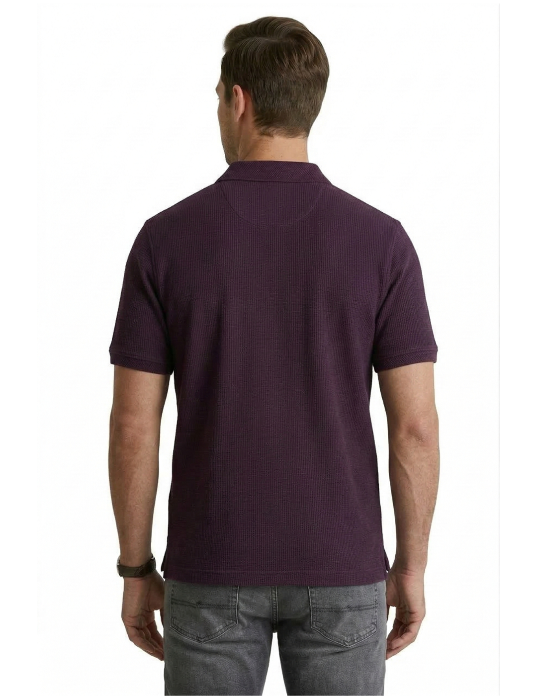 IDENTITI Men Slim Fit Polo Collar Solid T-Shirt In Wine.