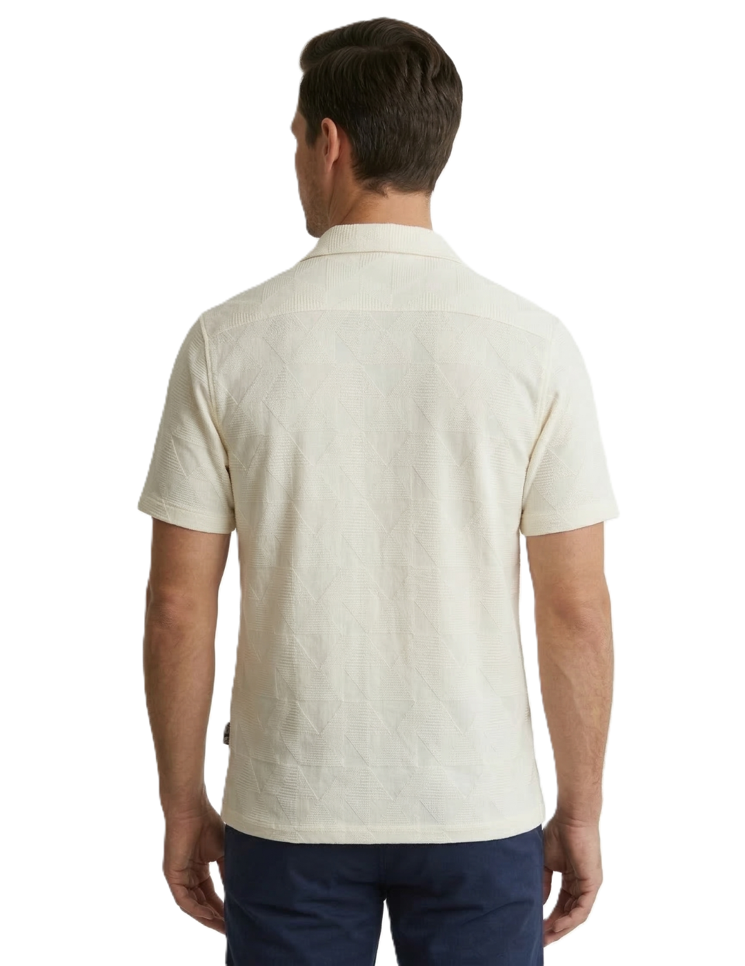 IDENTITI Men Slim Fit Lapel Collar Solid Shirt In Offwhite.
