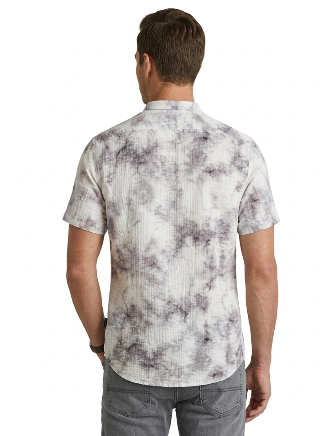 IDENTITI Men Slim Fit Short Collar Printed Shirt In Purple.