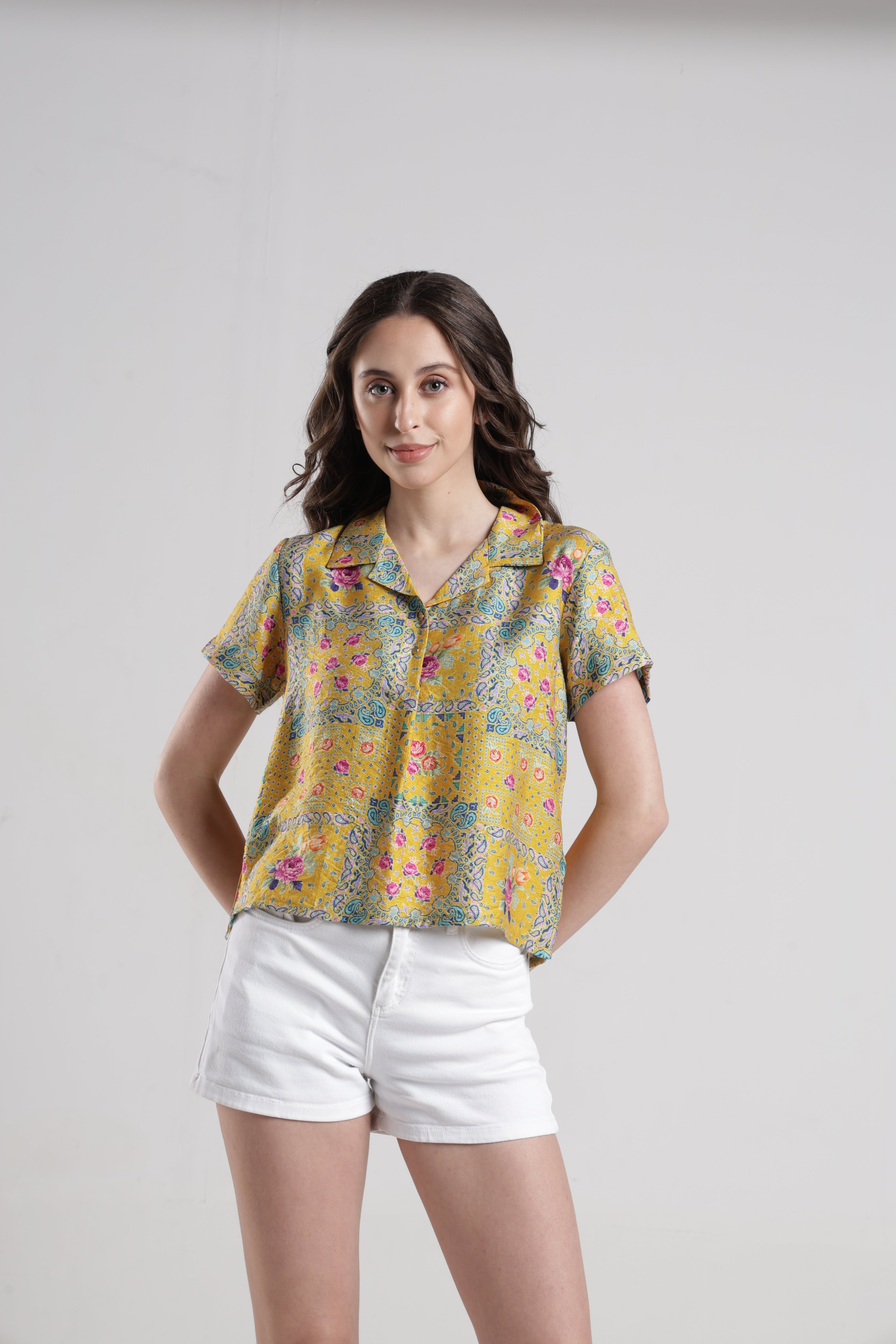 Identiti Women Casual Printed Top - Yellow