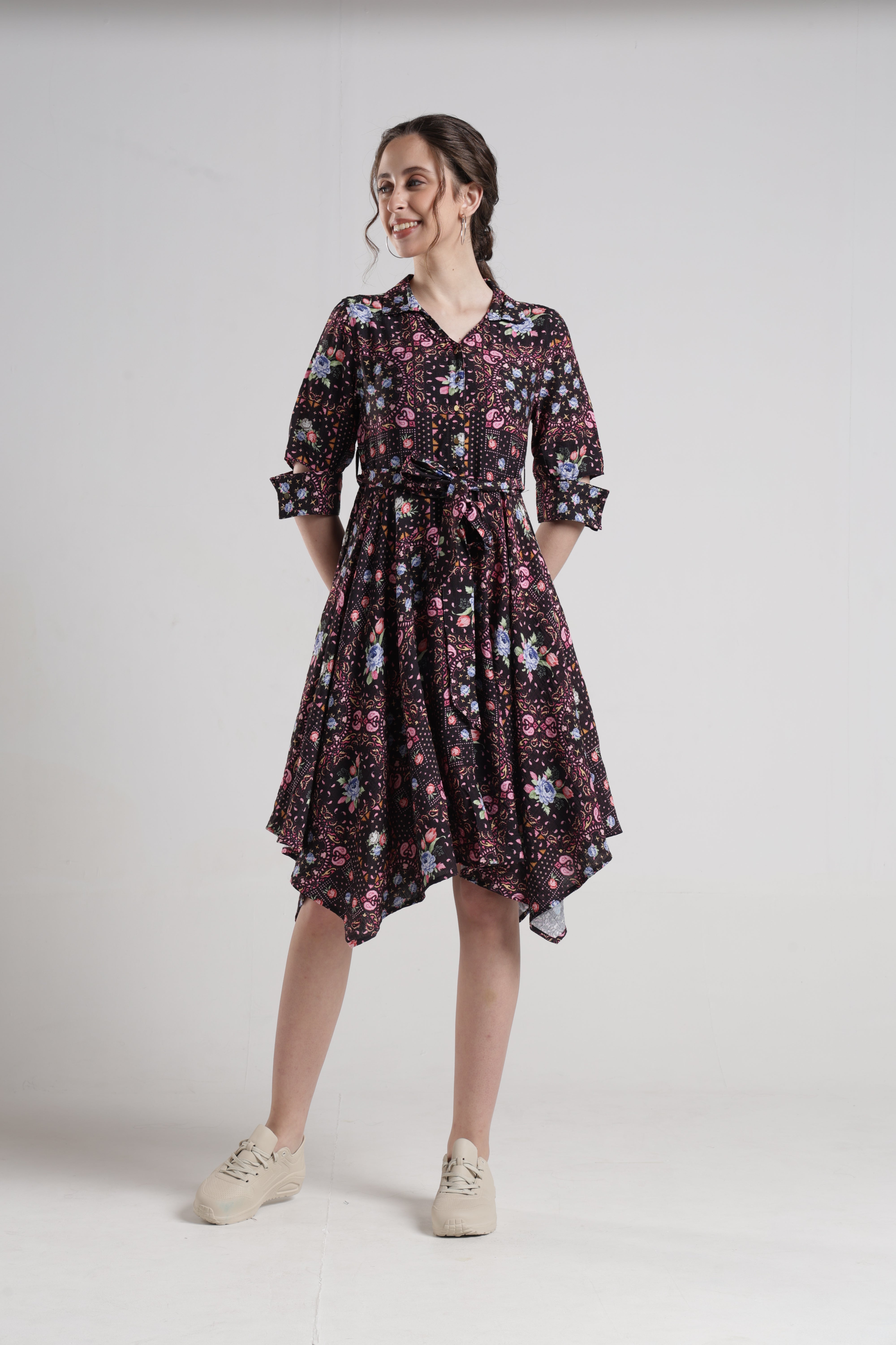 Identiti Women Casual Printed Dress - Black