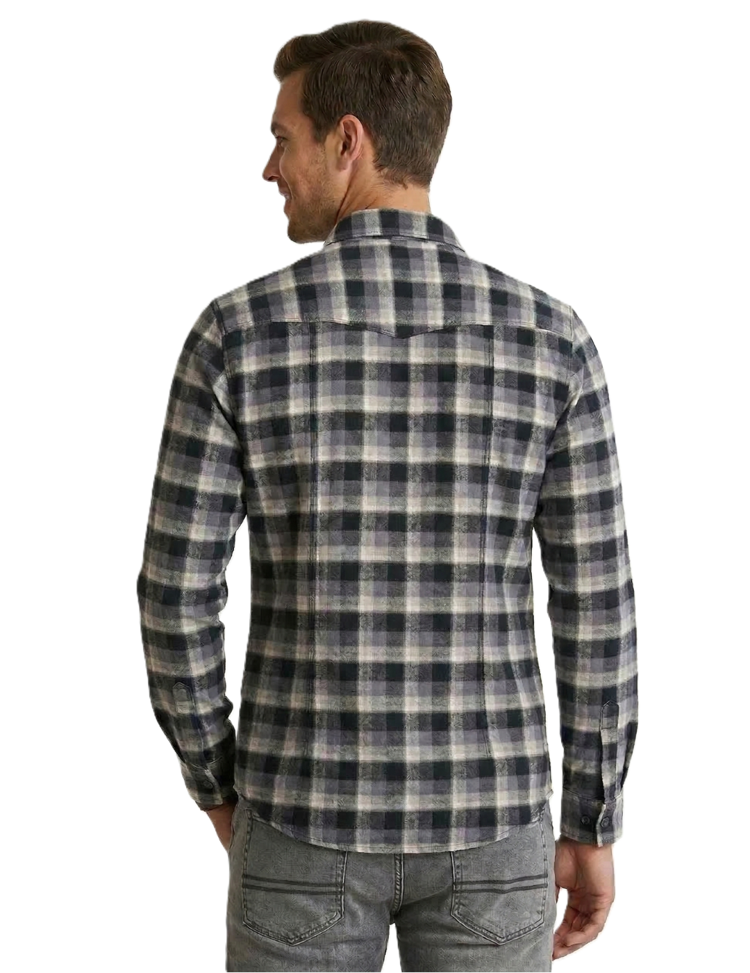 IDENTITI Men Slim Fit Regular Collar Checked Shirt In Black.