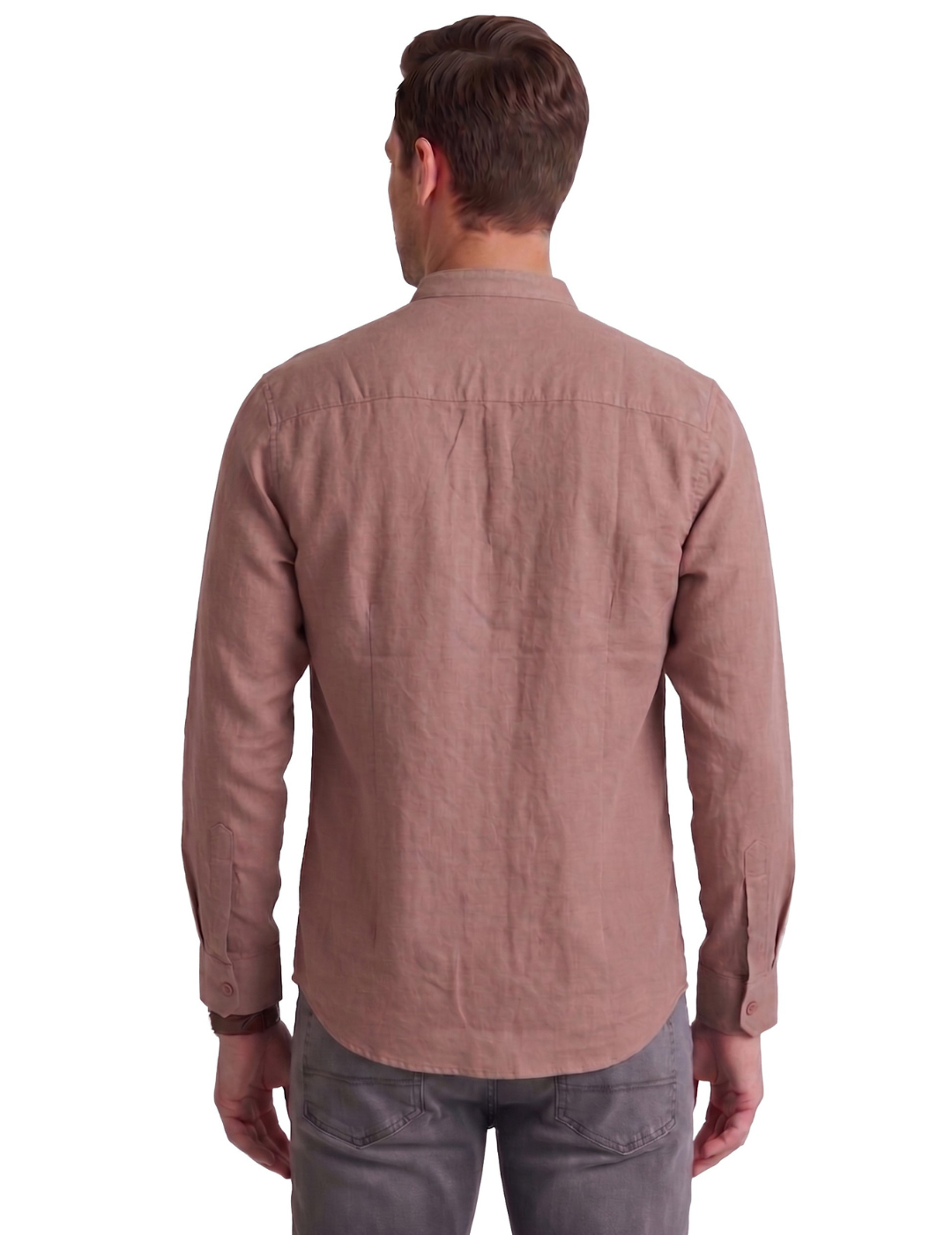 IDENTITI Men Slim Fit Mandarin Collar Solid Shirt In Onion.