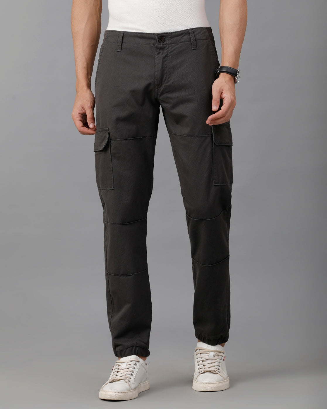 IDENTITI Men Slim Fit Cargo Jogger In Grey.