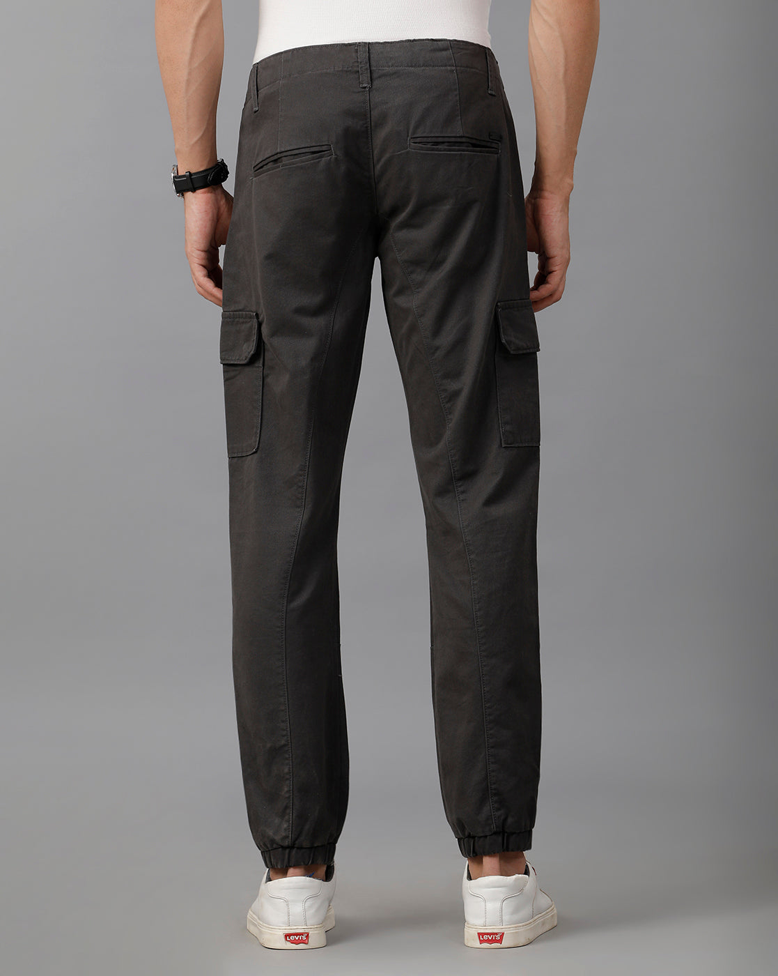 IDENTITI Men Slim Fit Cargo Jogger In Grey.