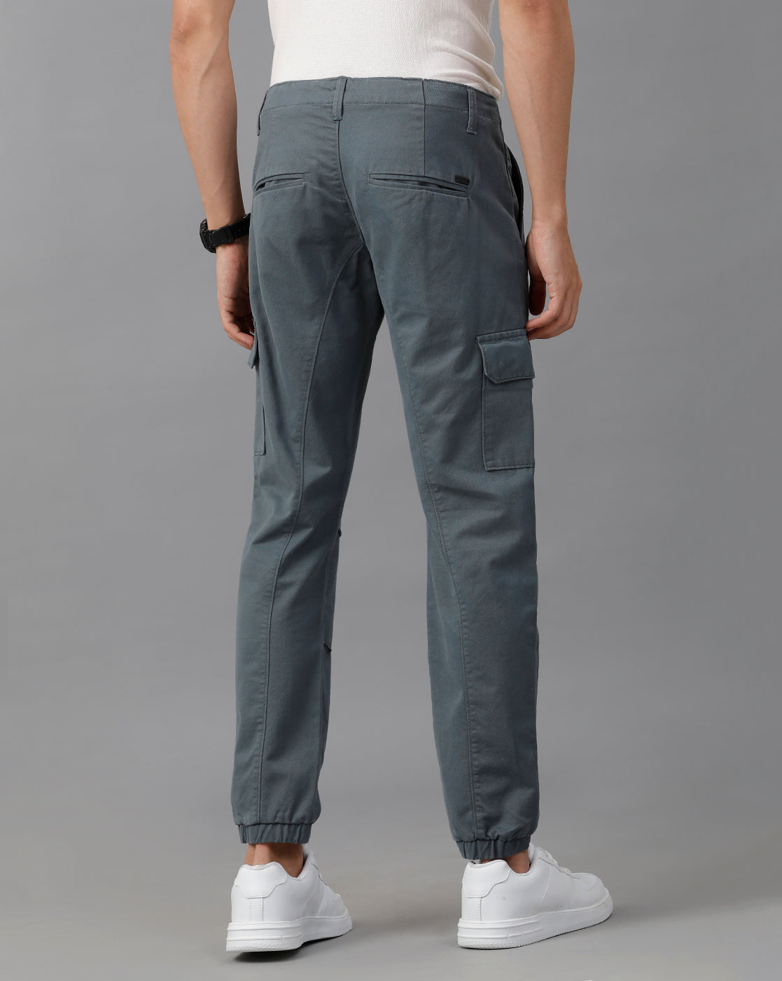 IDENTITI Men Slim Fit Cargo Jogger In Teal Green.