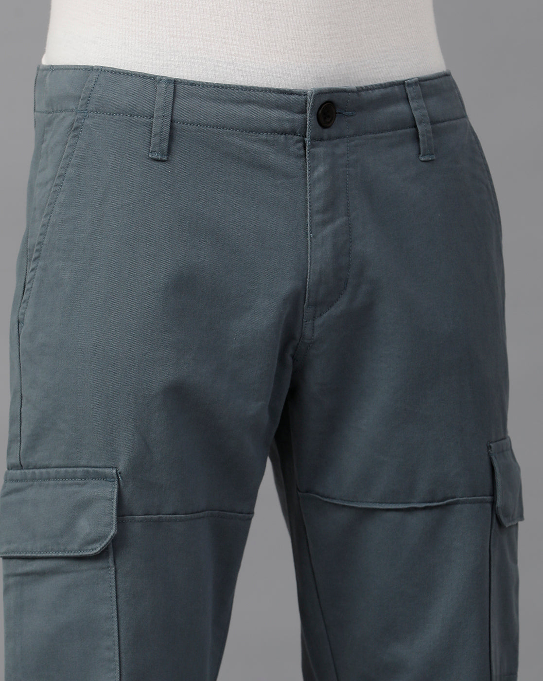 IDENTITI Men Slim Fit Cargo Jogger In Teal Green.