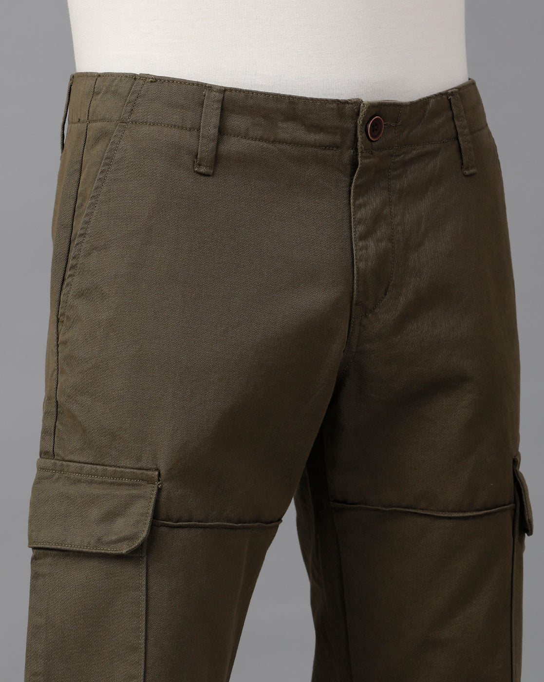 IDENTITI Men Slim Fit Cargo Jogger In Olive.