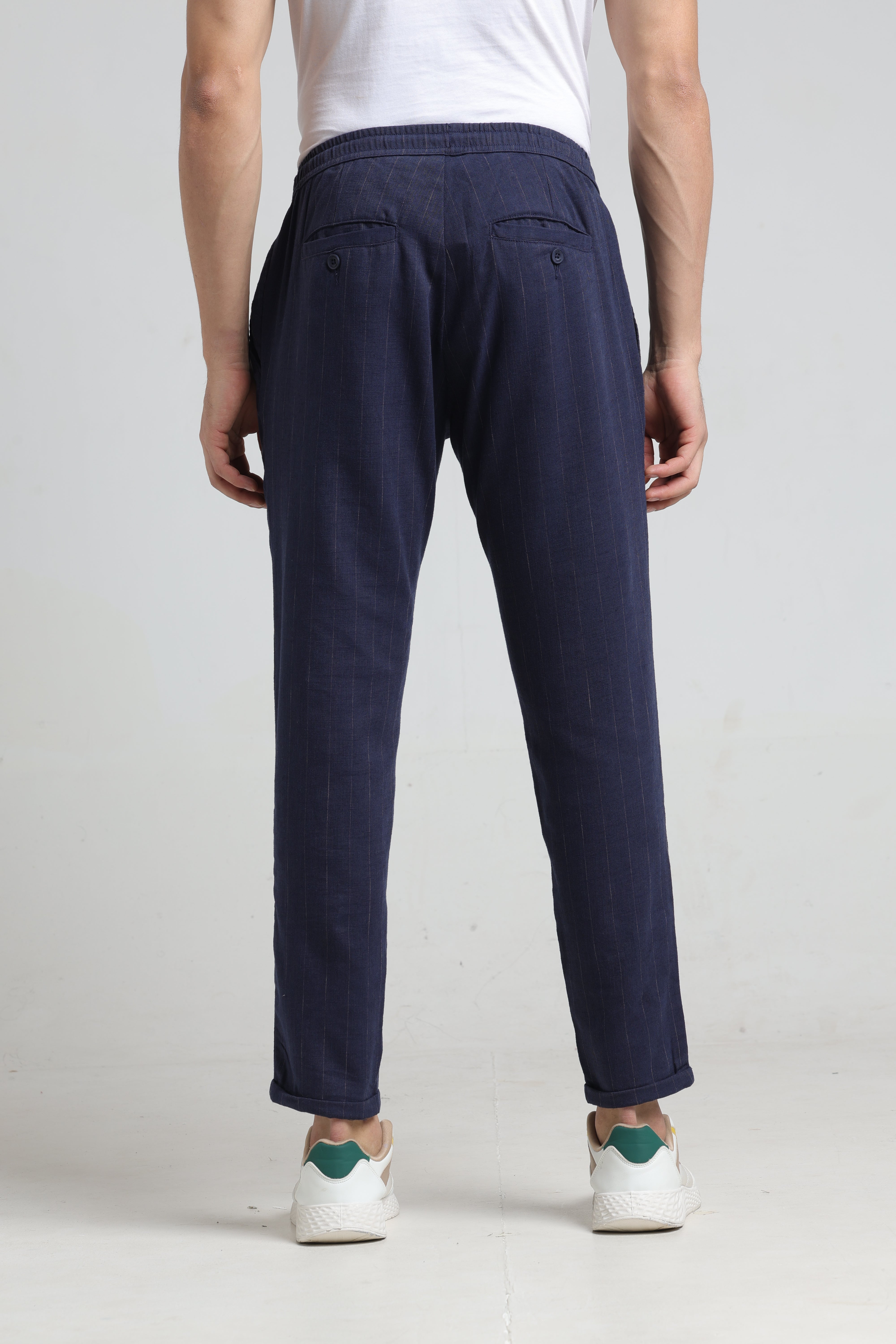 Men Fashion Jog Trousers In Stripes - Navy