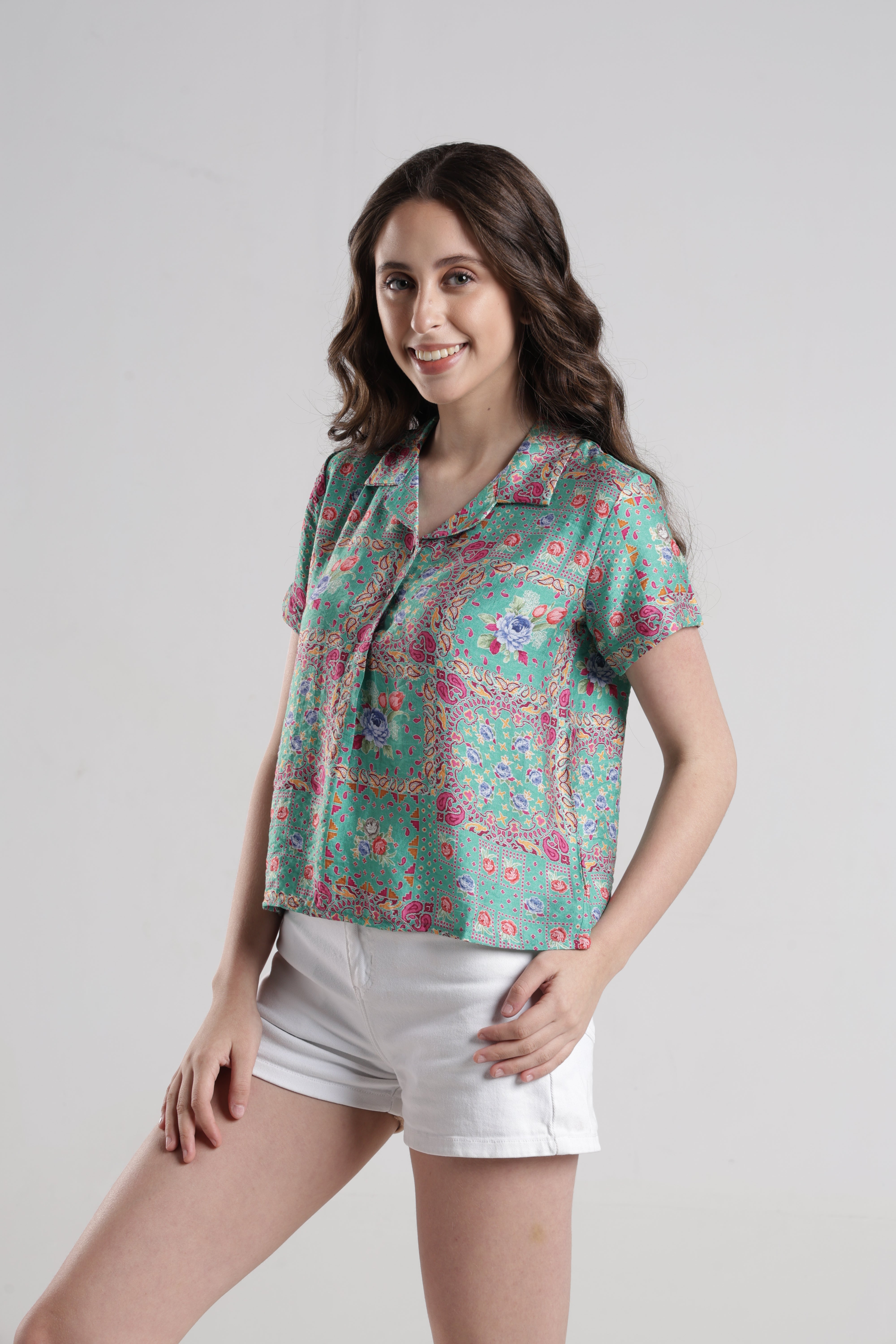 Identiti Women Casual Printed Top - Pista green