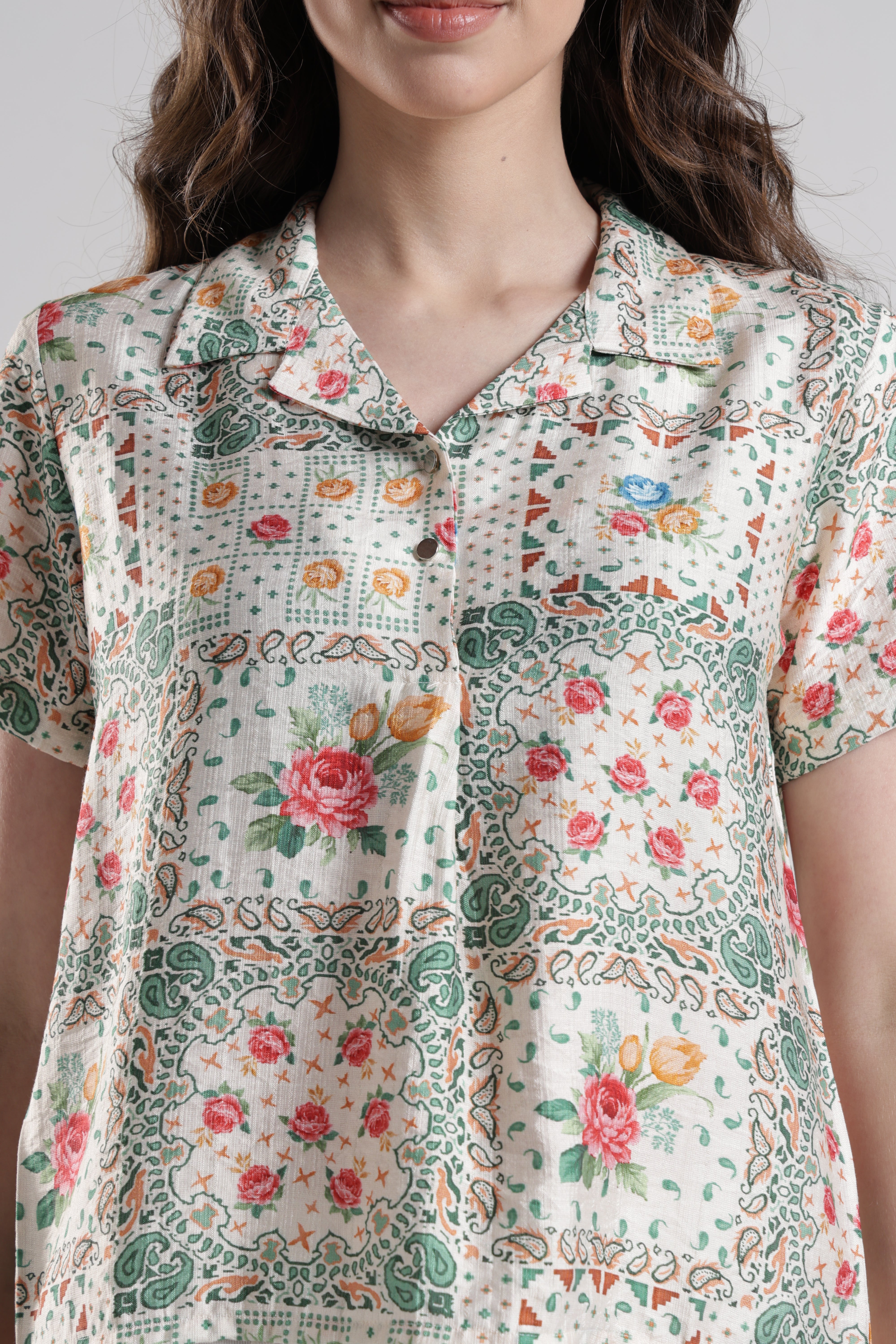 Identiti Women Casual Printed Top - Cream