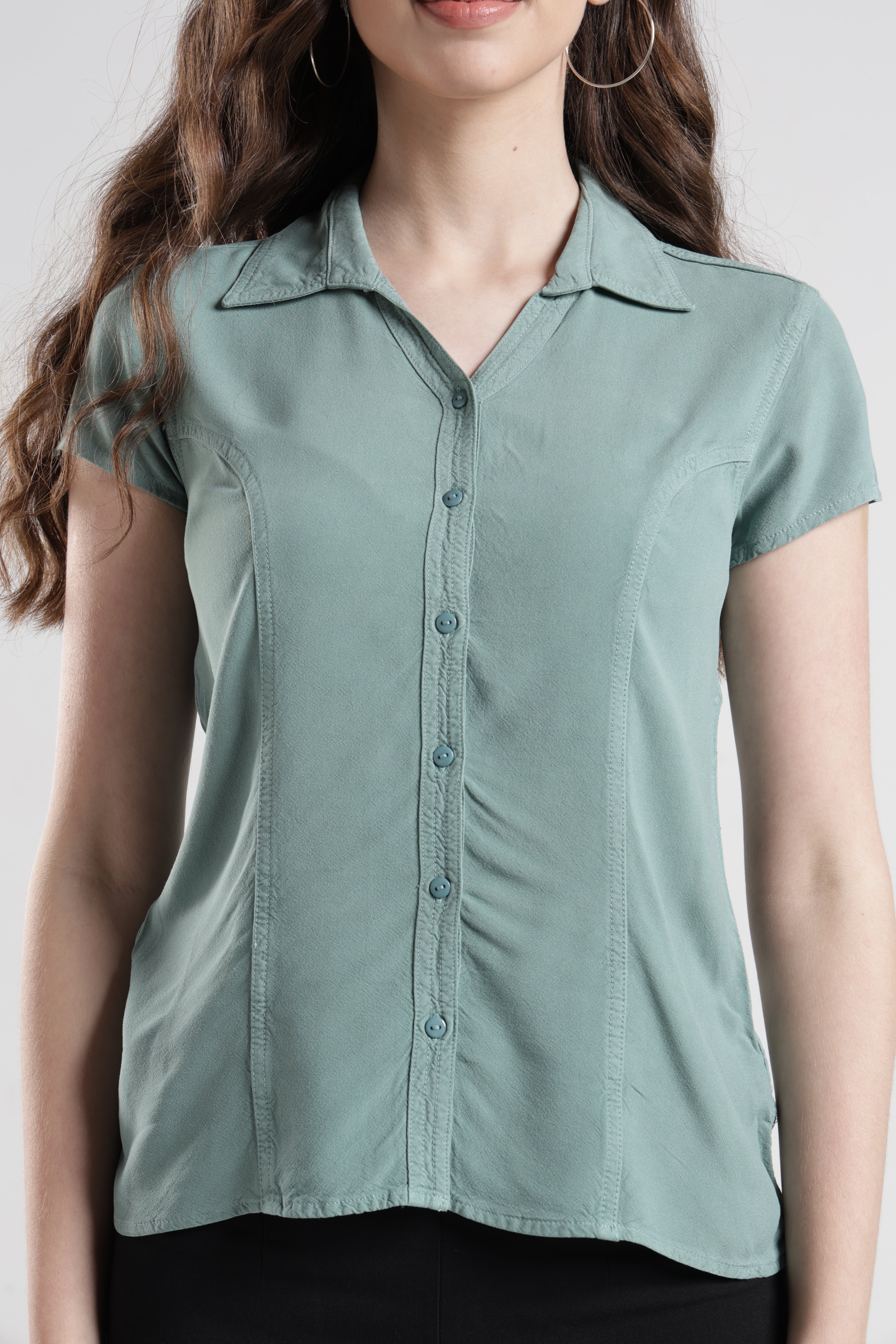 Identiti Women Indo Western Solid Shirt - Mint