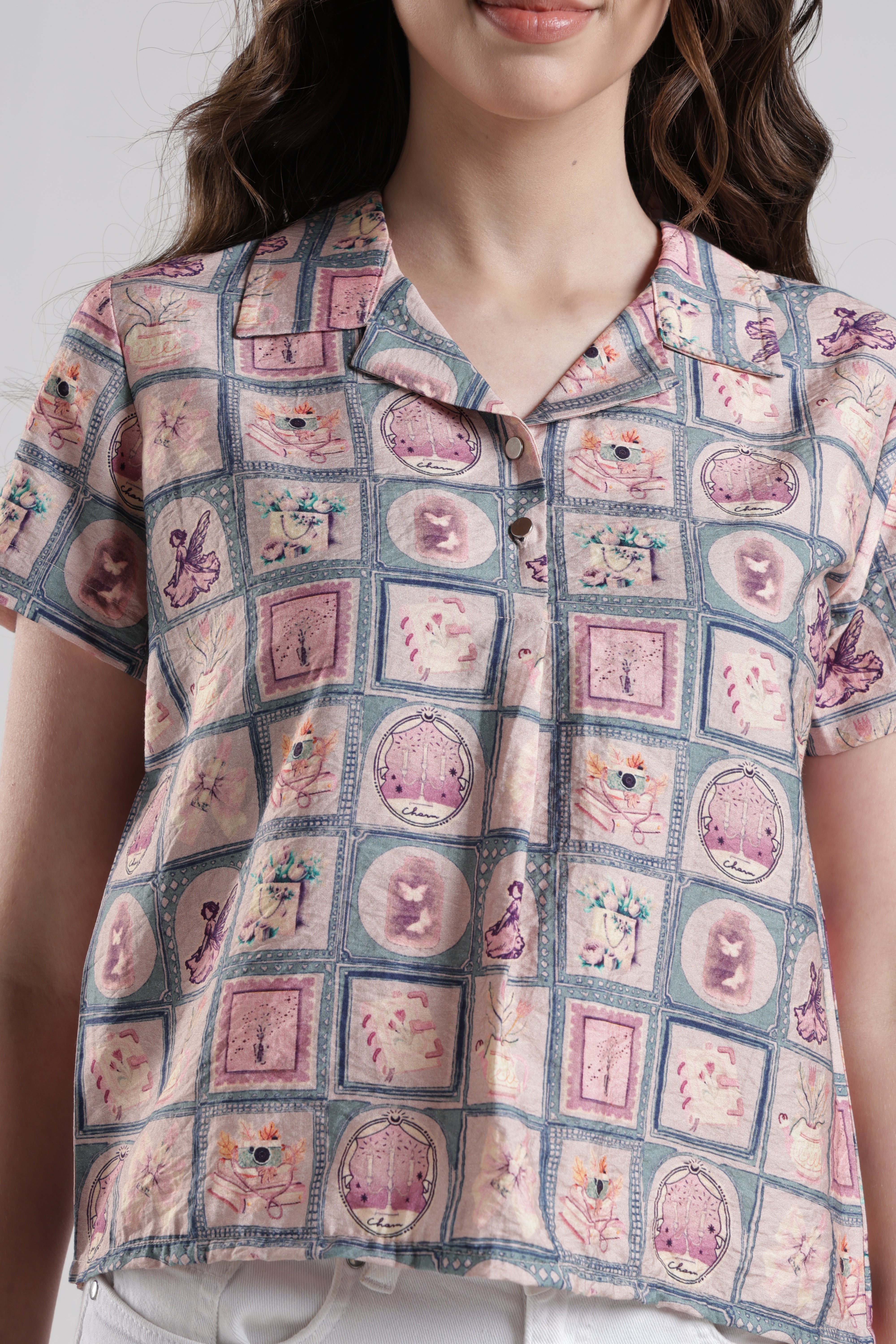 Identiti Women Casual Printed Top - Peach